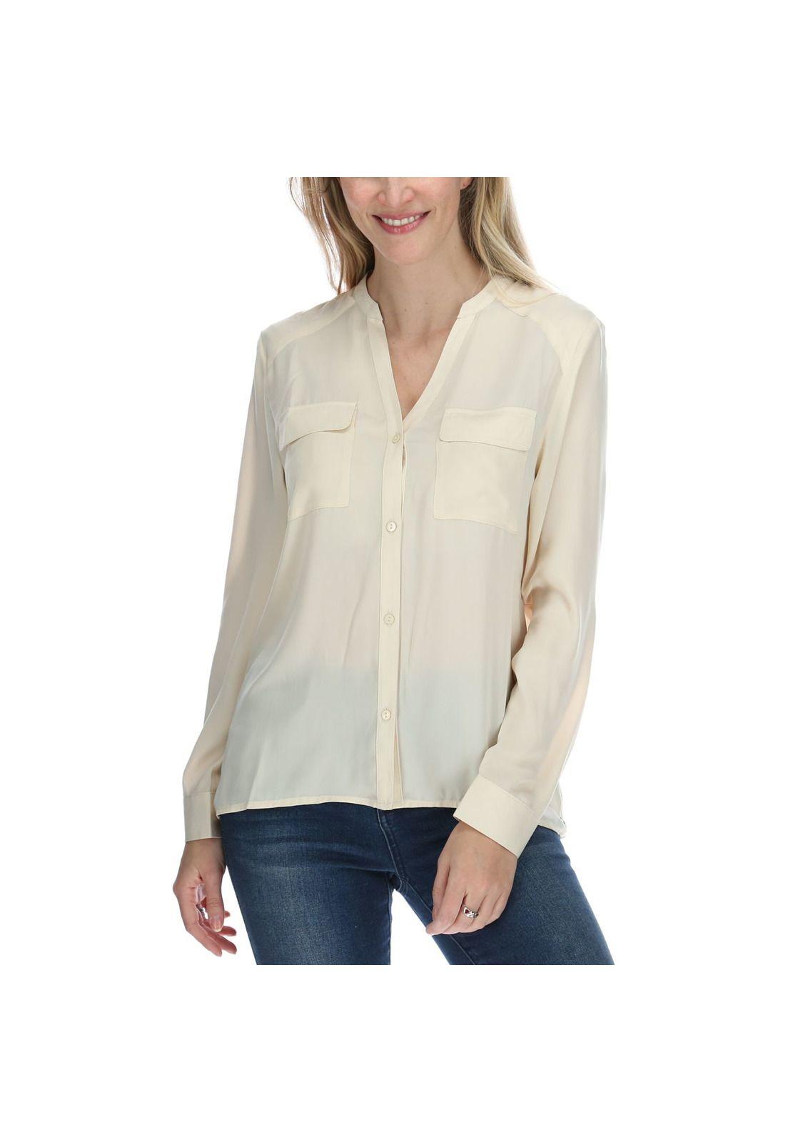 Blusa Ml Mujer Satin Slit L/S Shirt Rosa-0