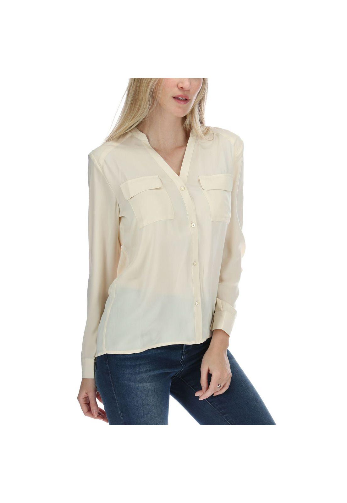 Blusa Ml Mujer Satin Slit L/S Shirt Rosa-2