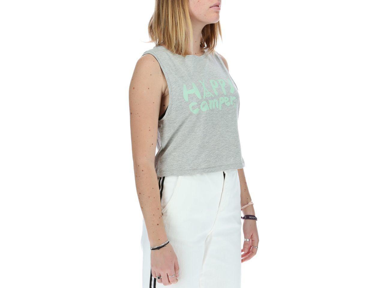 Poleras Sin Mangas Mujer Happy Camp Crop Tank Gris-3