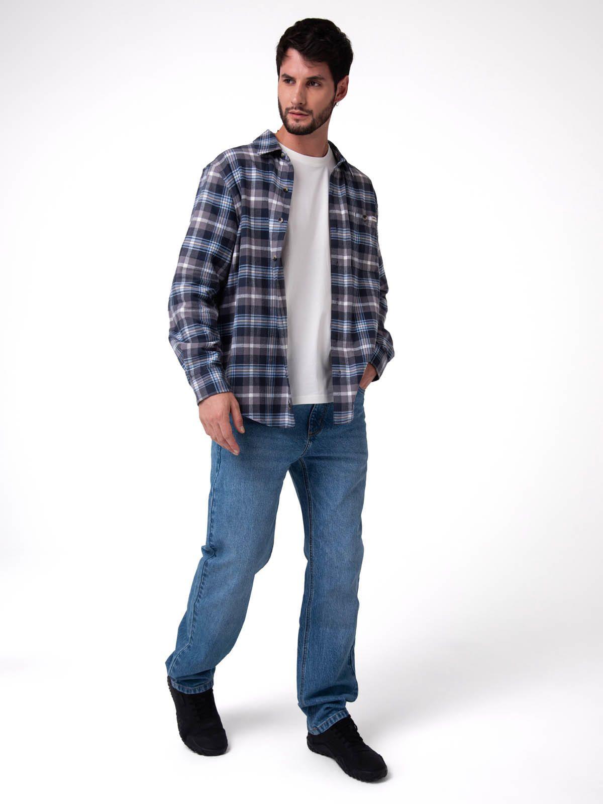 Camisa Manga Larga Hombre Classic Flannel Azul-4