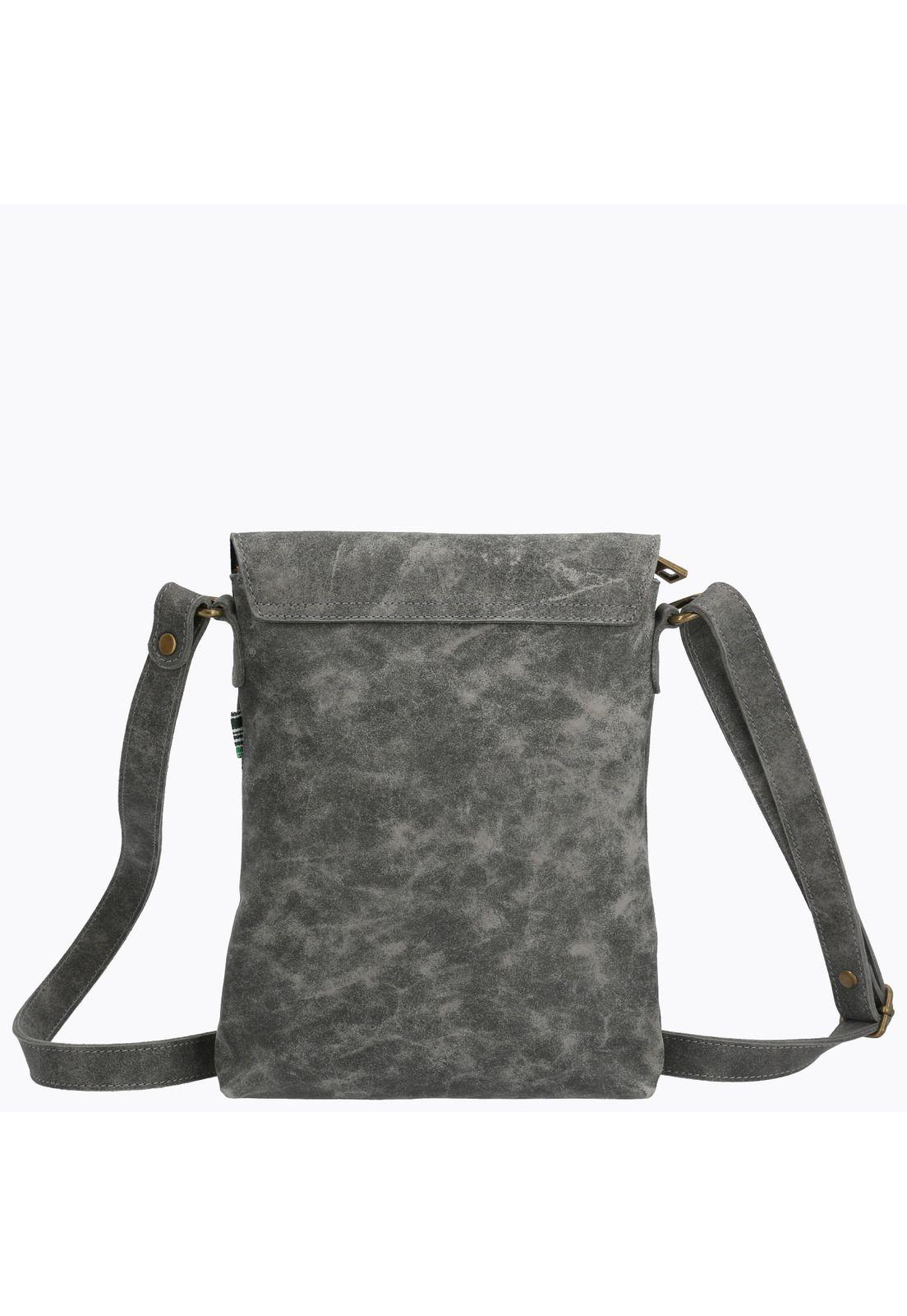 Cartera Cuero Mujer Arya Cross Gris-2
