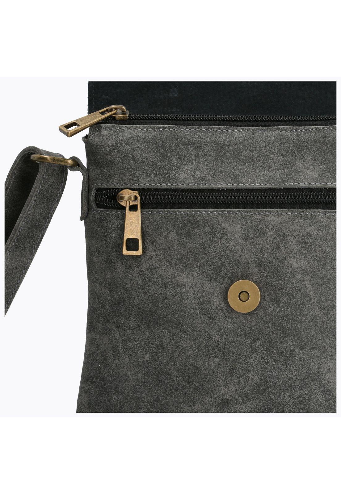 Cartera Cuero Mujer Arya Cross Gris-3