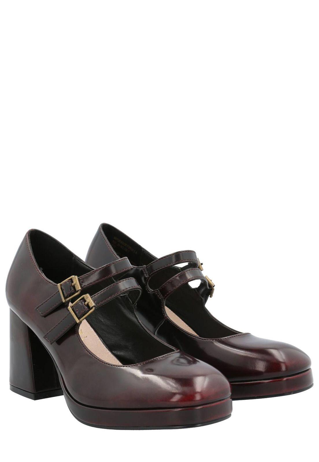 Zapato Mary Jane Rangers Mujer Burdeo-9