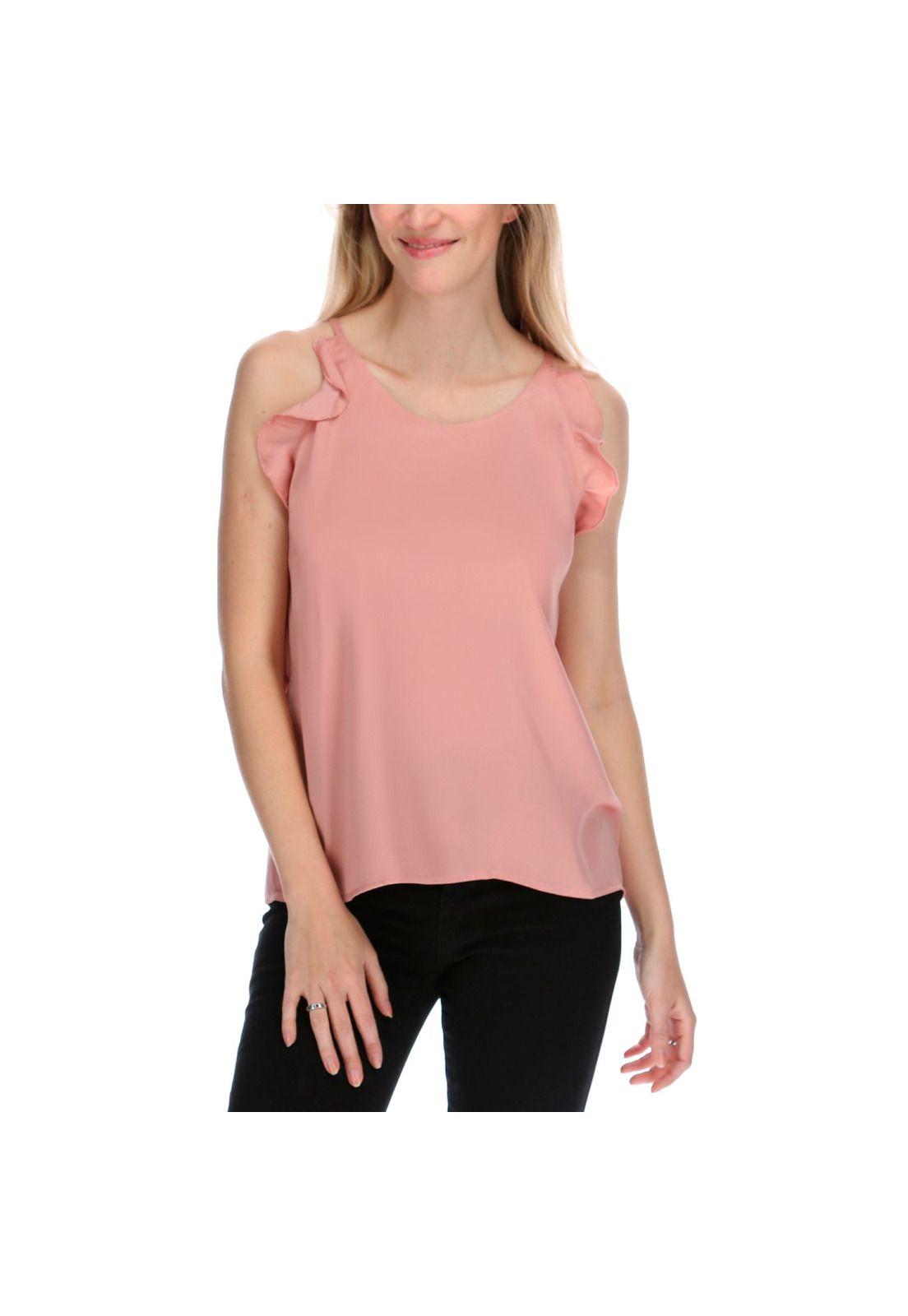 Polera Sm Mujer Ruffle Tank Top Rosa-0