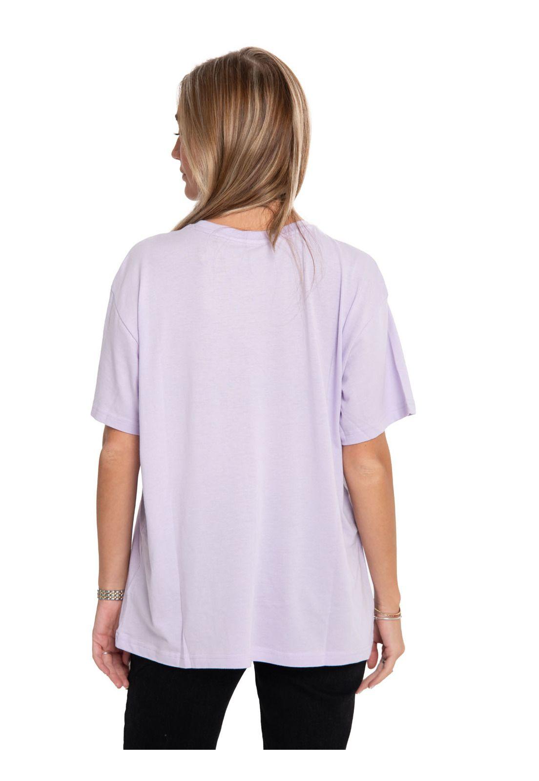 Polera Manga Corta Mujer Oversized Graphic Morado-3