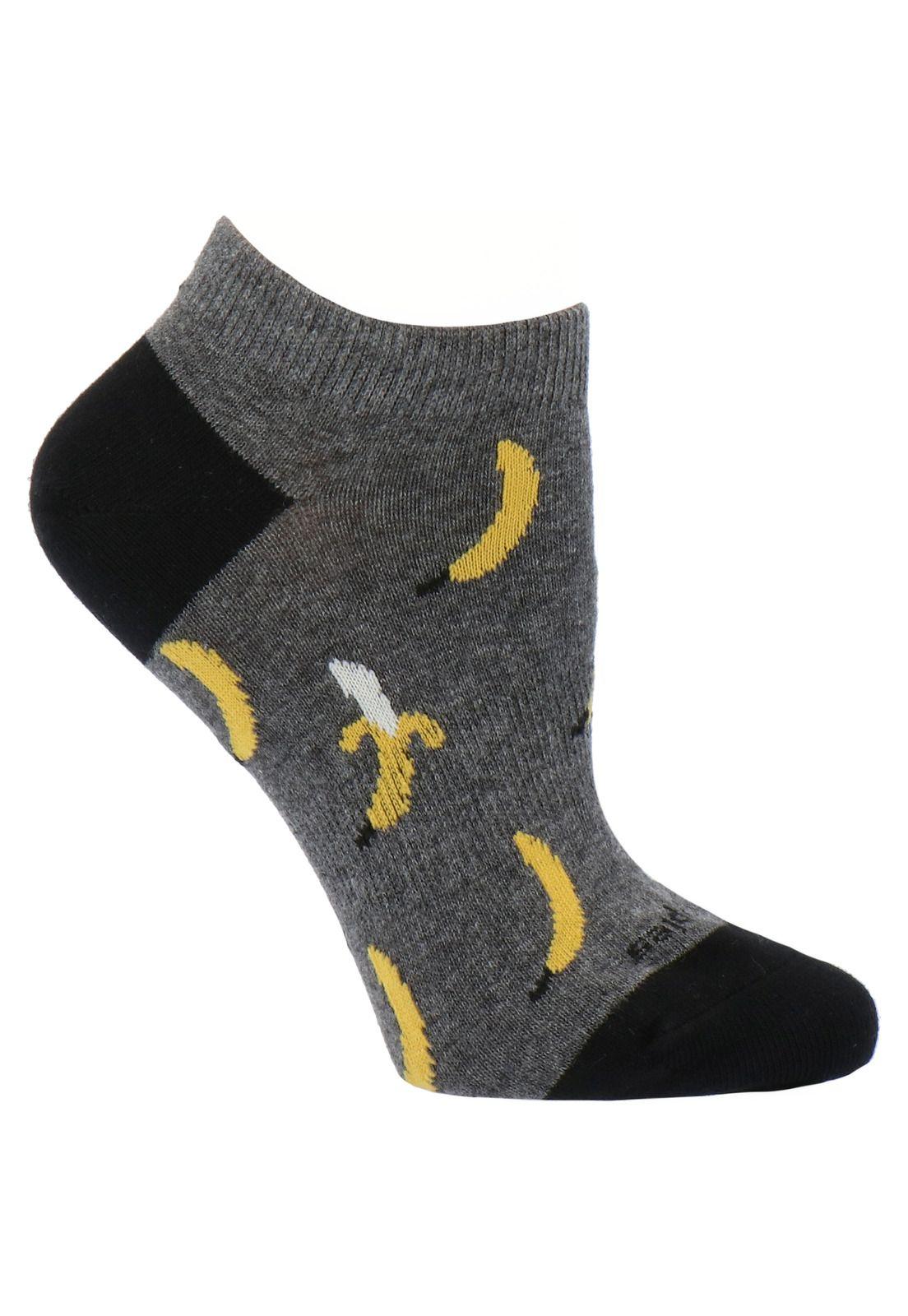 Calcetín Algodón Banana Gris Mujer-0