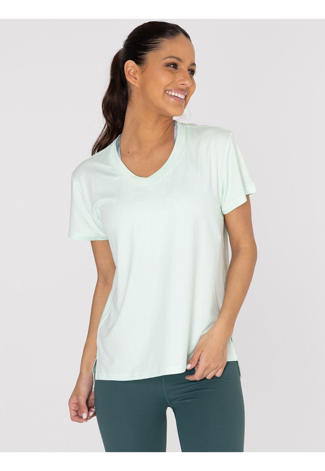 Polera deportiva Mujer Manga Corta V Neck Menta-0