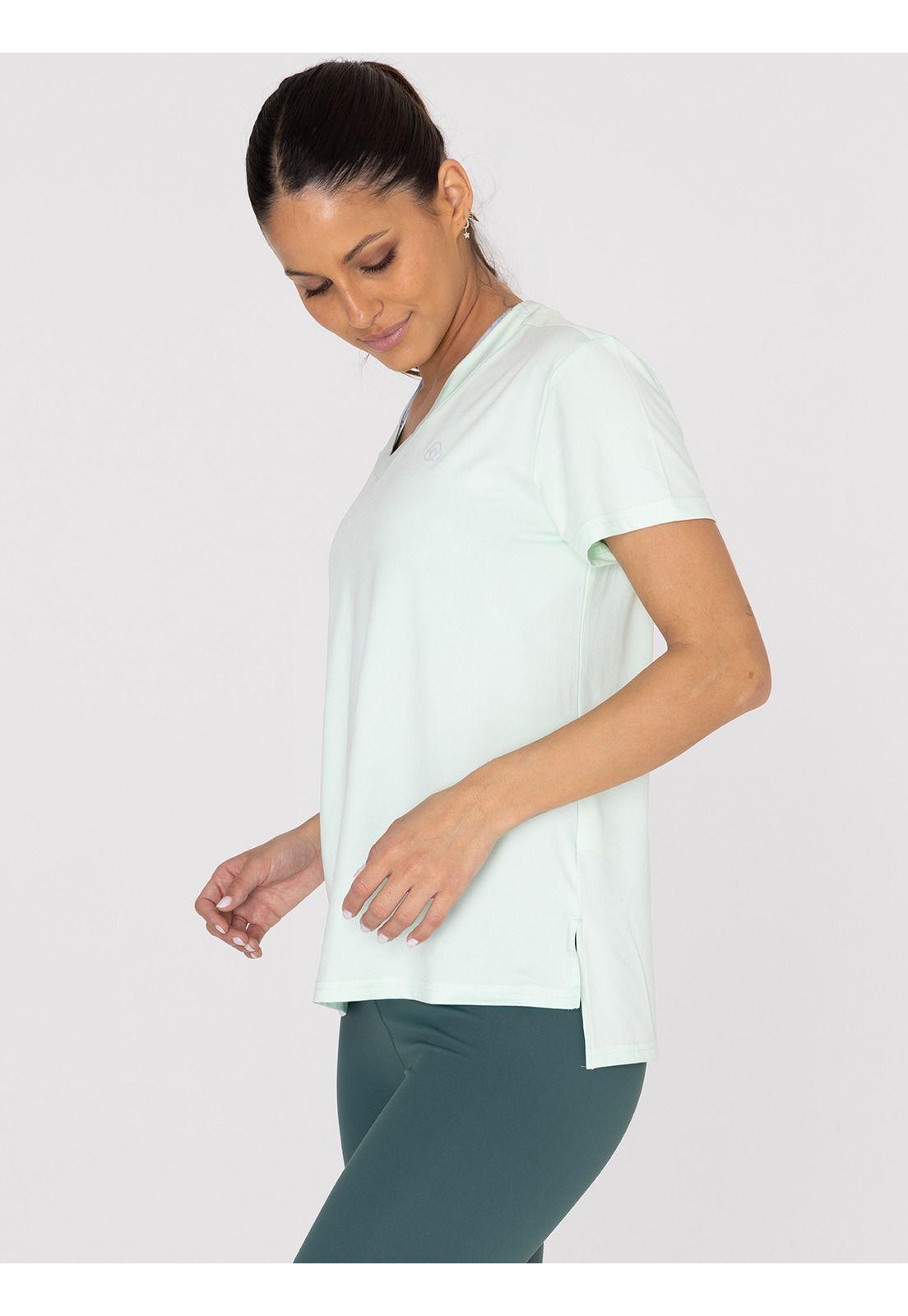 Polera deportiva Mujer Manga Corta V Neck Menta-3