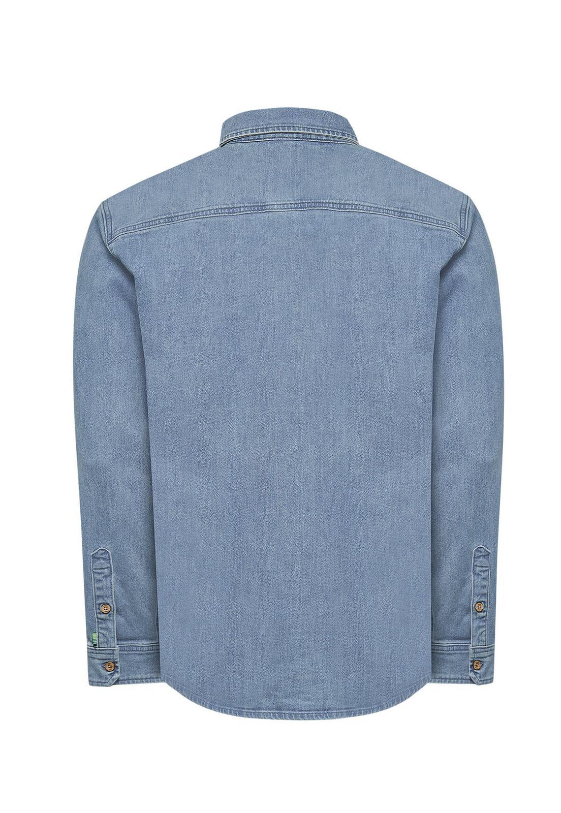 Camisa Algodón Hombre Denim Azul-1