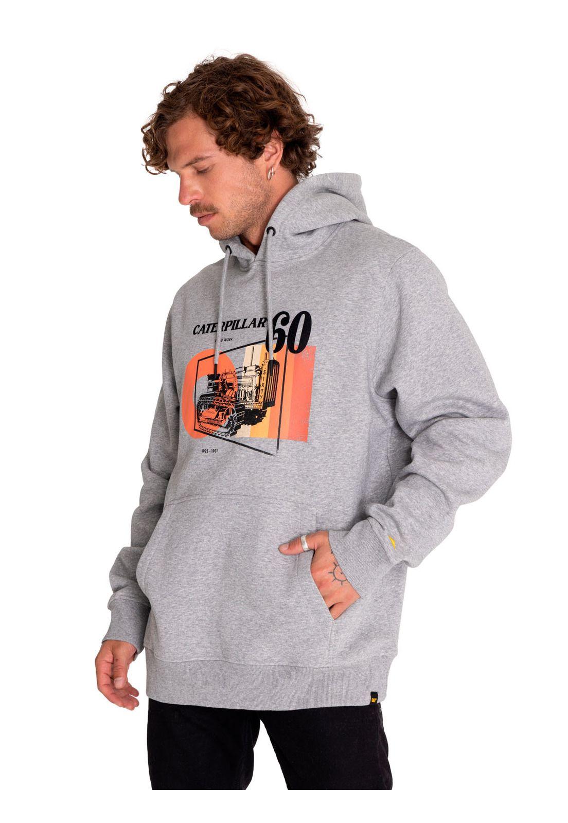 Poleron Casual Hombre Graphic Pullover Hoodie Gris-0