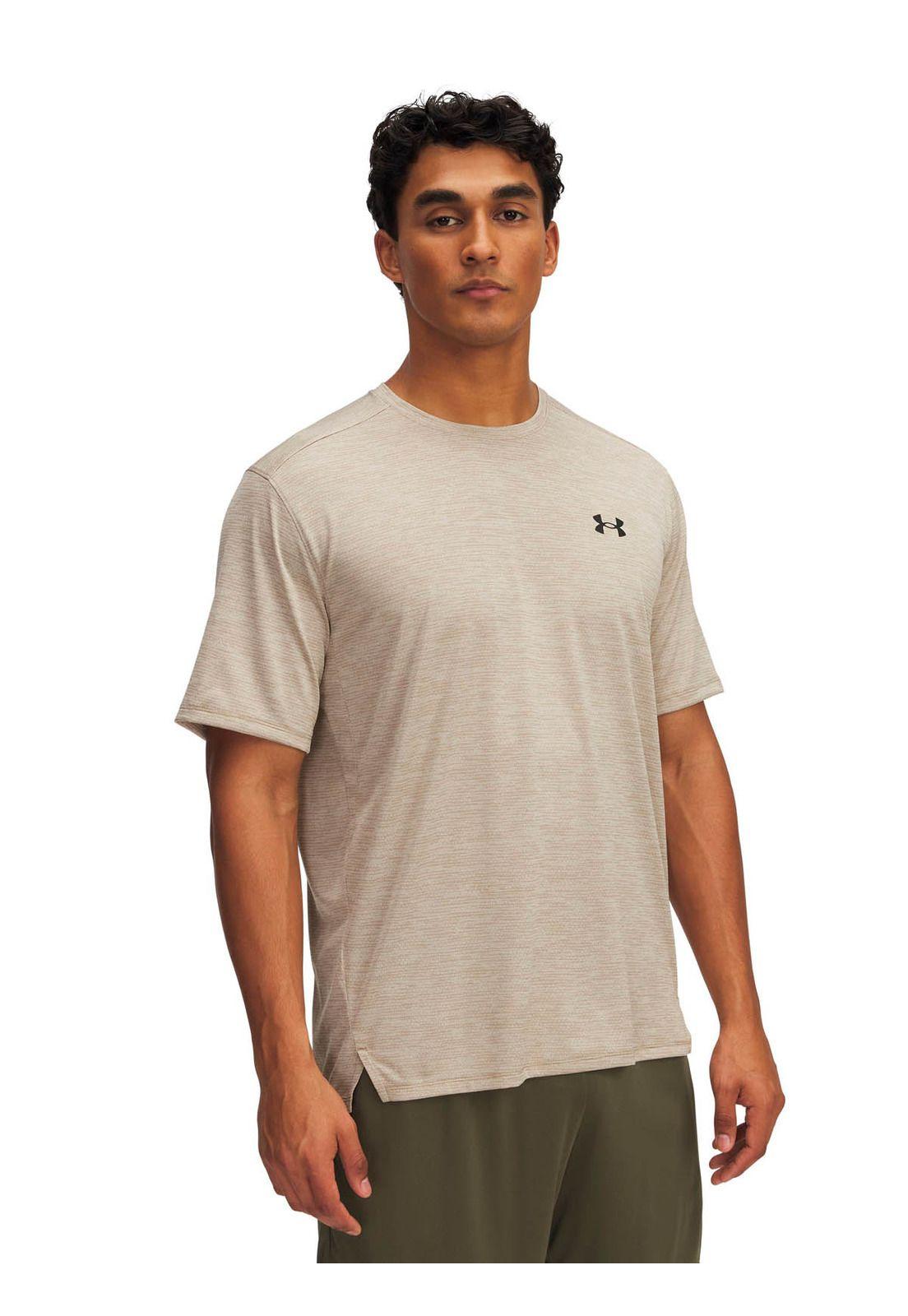 Polera Manga Corta Training para hombre Tech Vent café -0