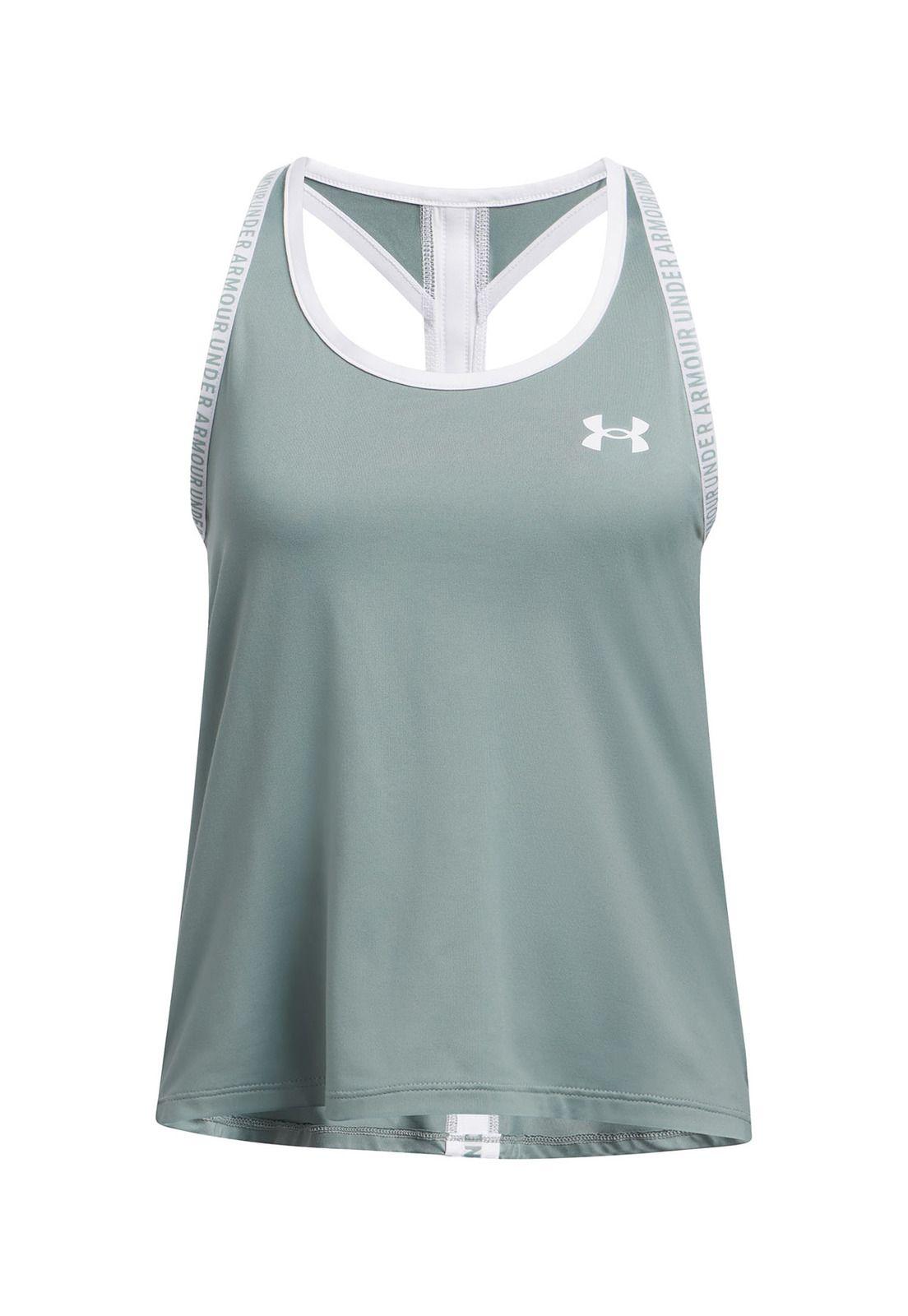 Polera sin mangas UA knockout verde niñas-3
