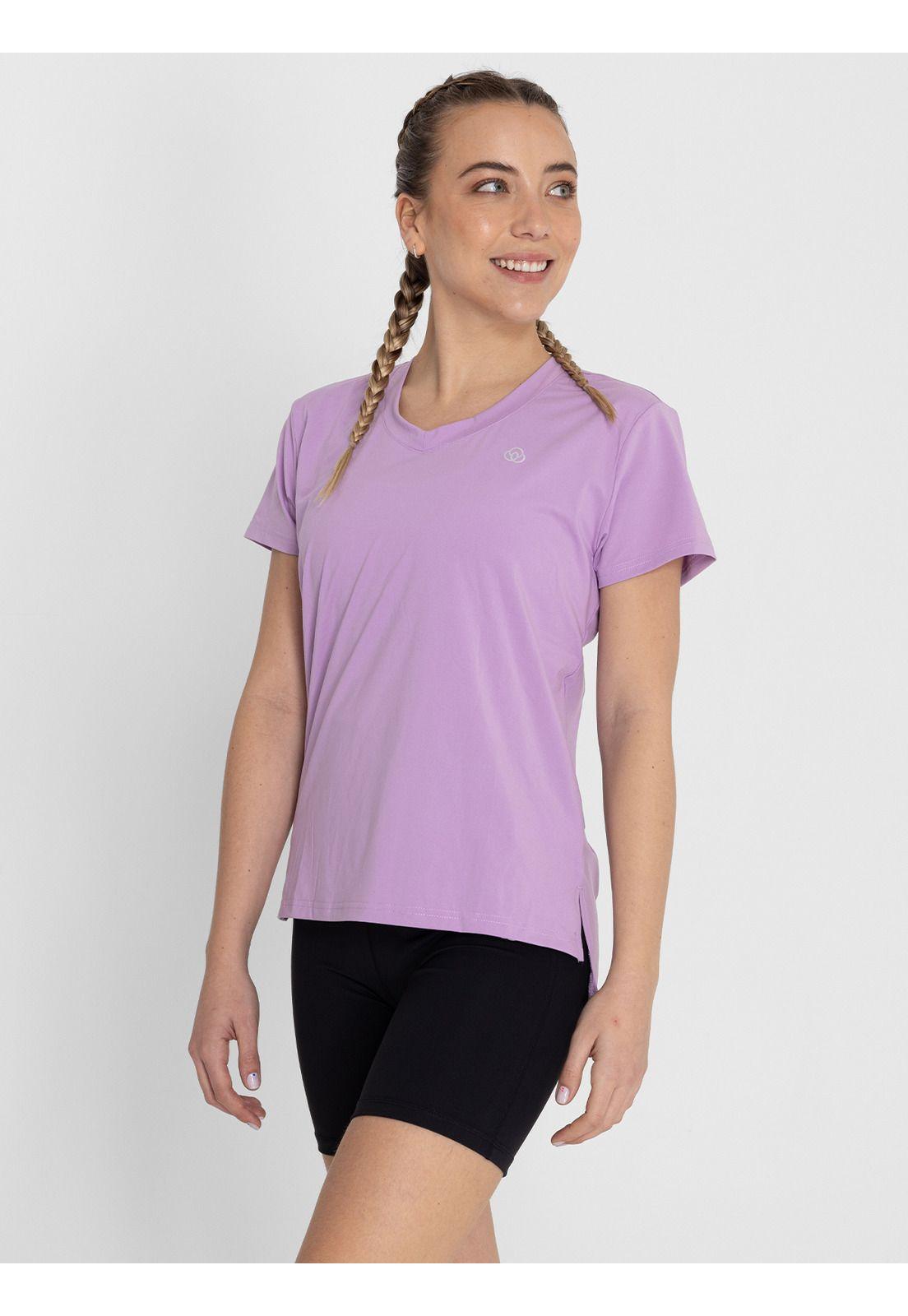 Polera Manga Corta V-Neck Lila Mujer-0