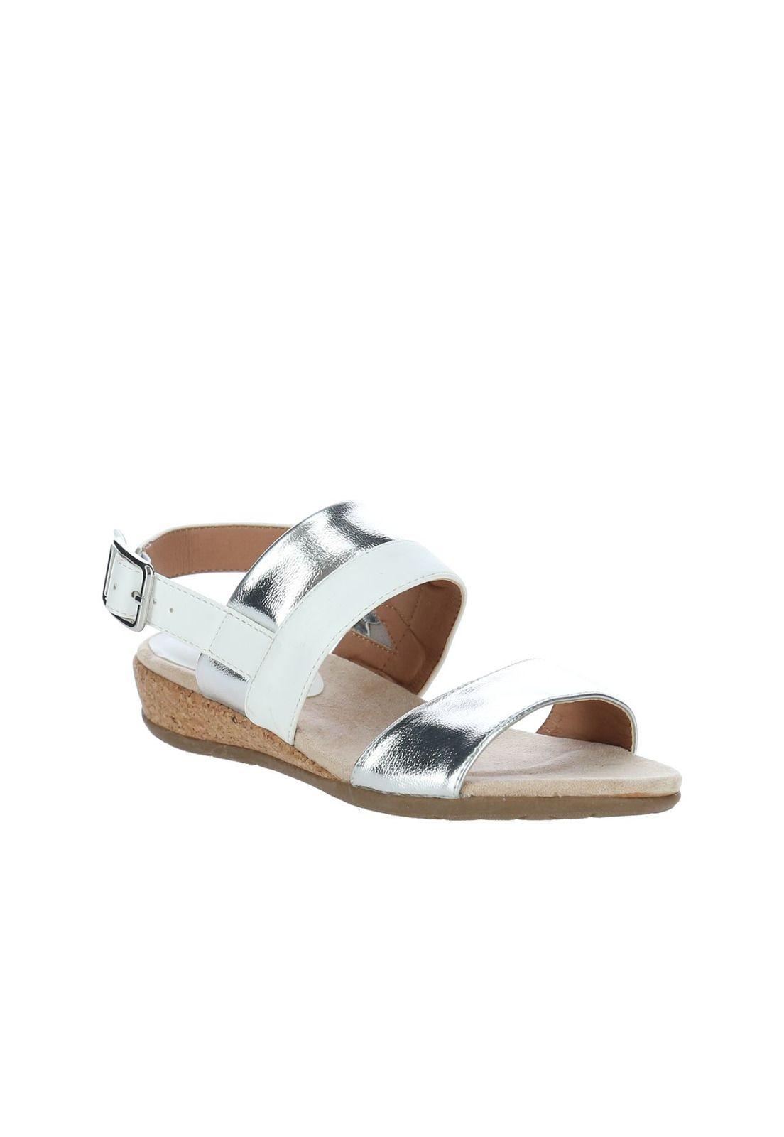 Sandalia Mujer FRojo Blanco/Plateado-1