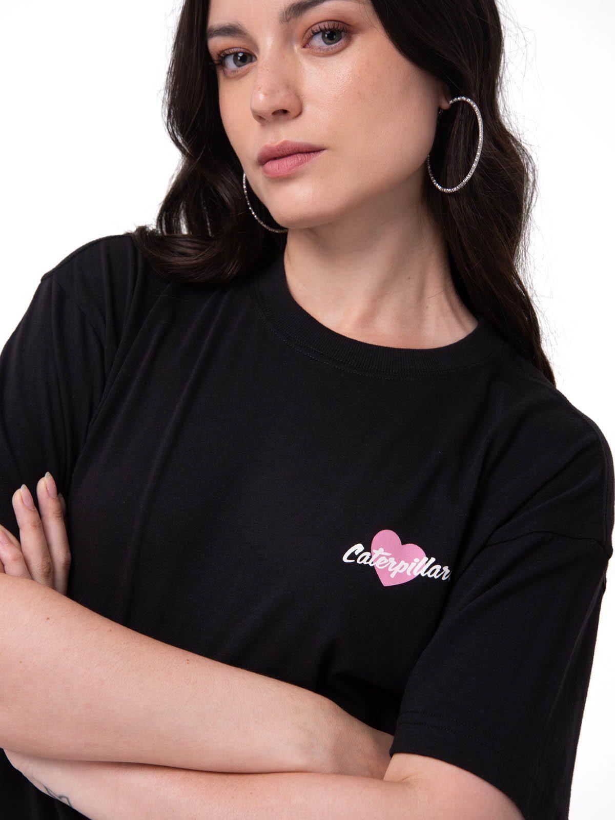 Polera Manga Corta Mujer Caterpillar Heart Bo Negro-3