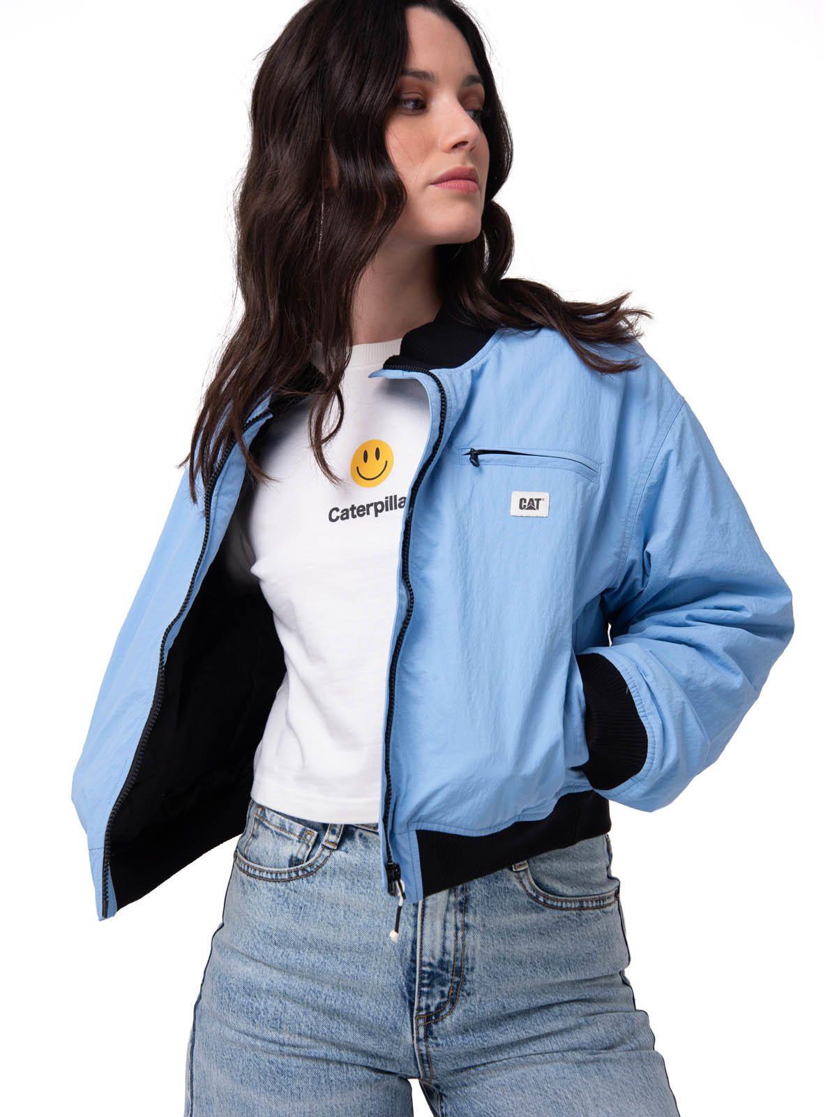 Chaqueta Mujer Nylon Bomber Celeste-0