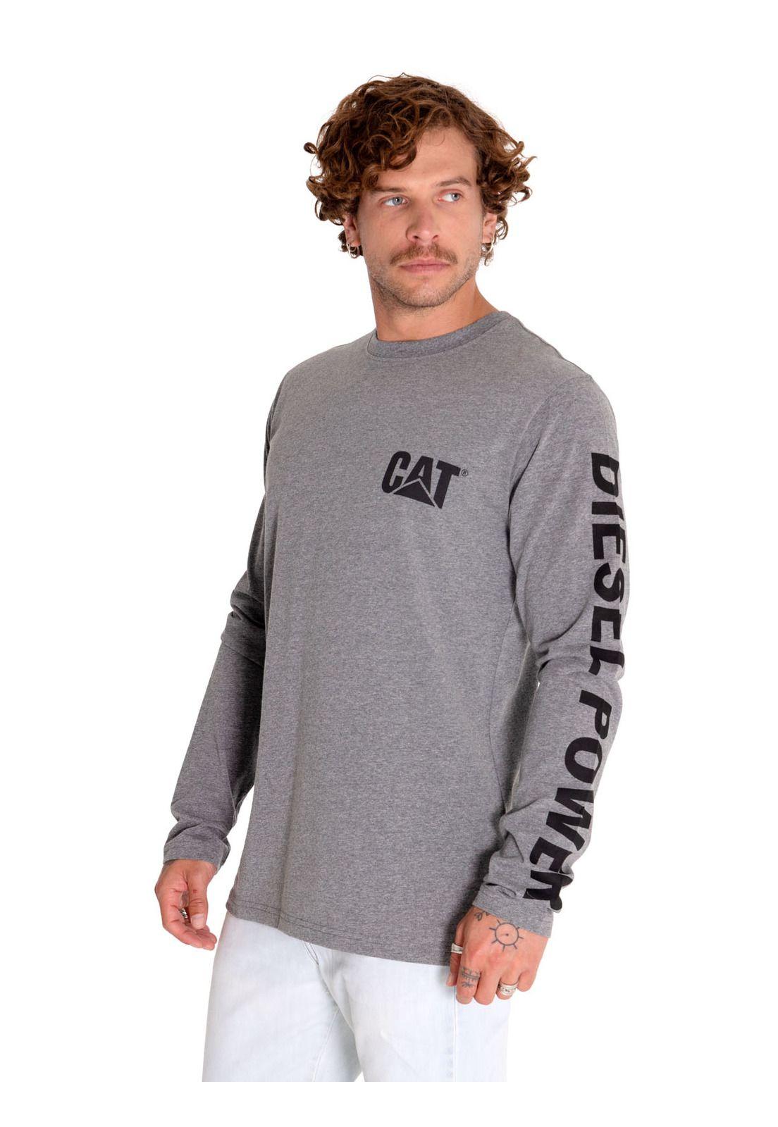 Polera Manga Larga Hombre Diesel Power Gris-1