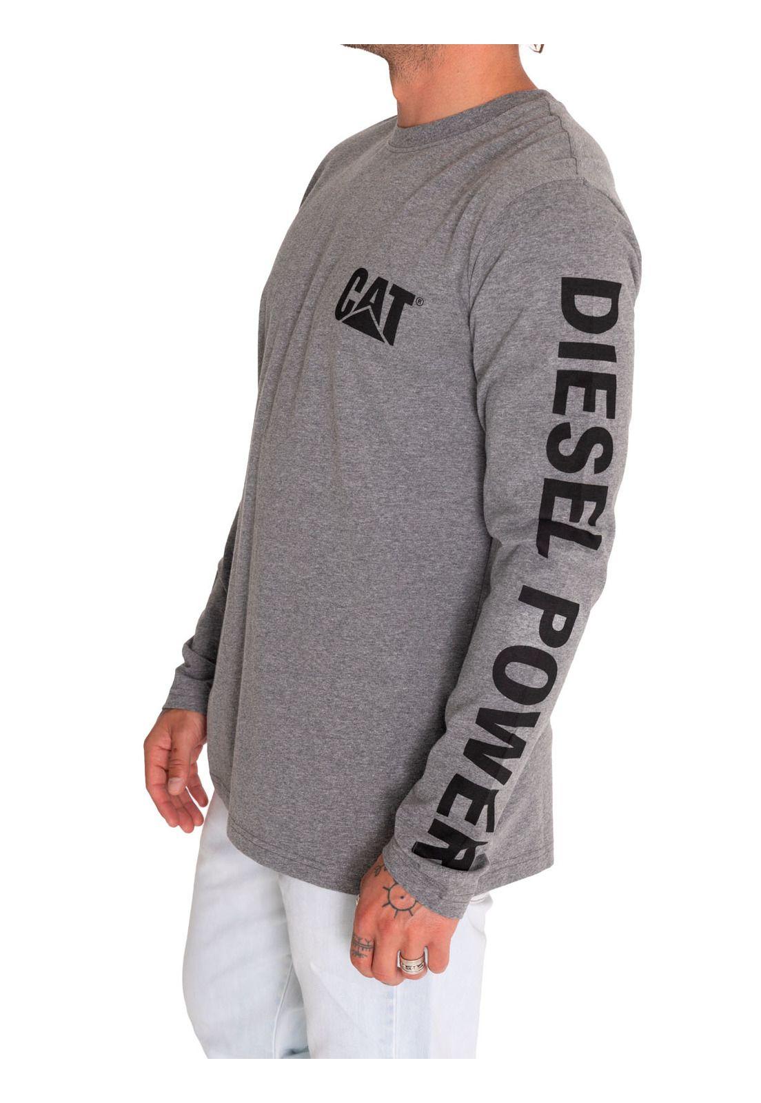 Polera Manga Larga Hombre Diesel Power Gris-5
