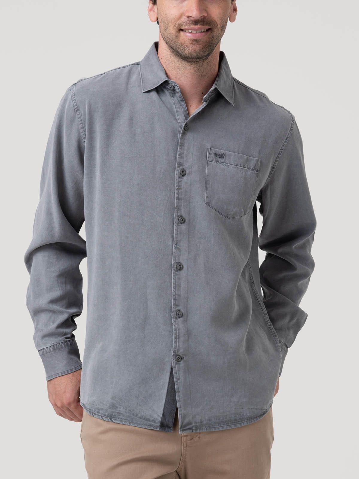 Camisa Tencel Hombre Tencel Gris-4