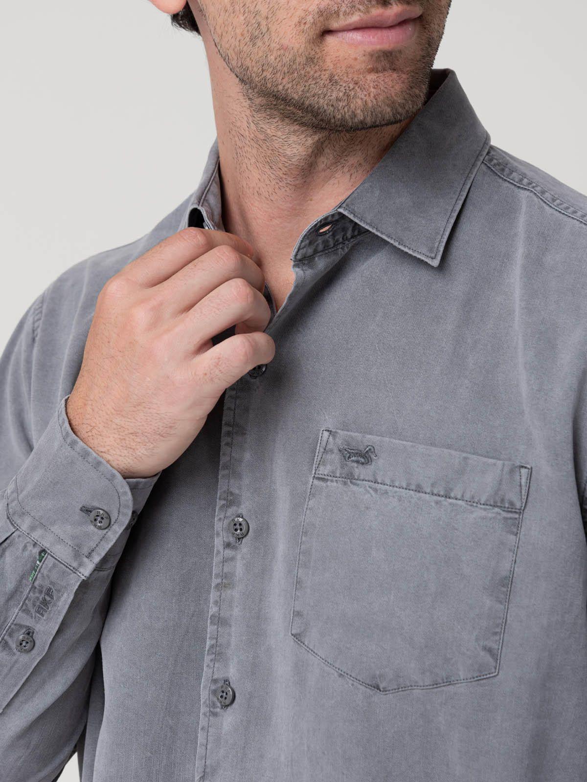 Camisa Tencel Hombre Tencel Gris-6