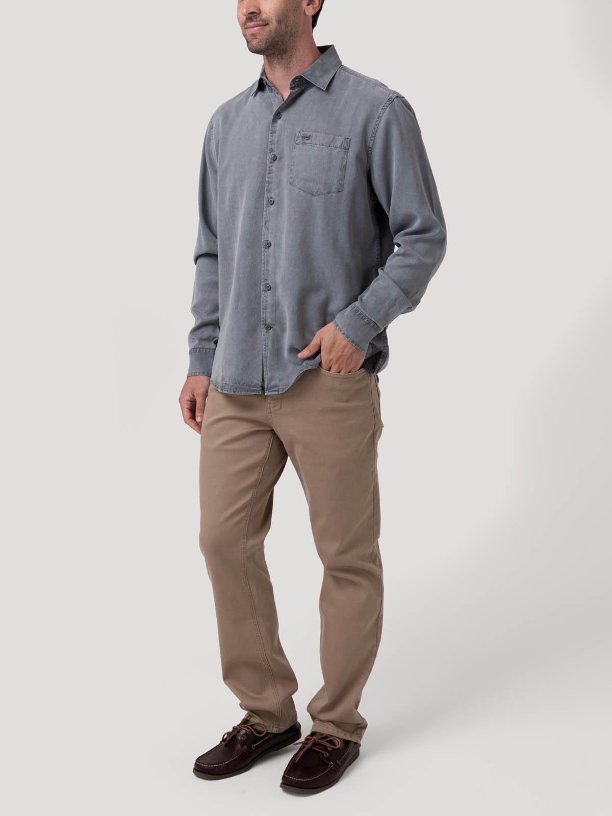 Camisa Tencel Hombre Tencel Gris-7