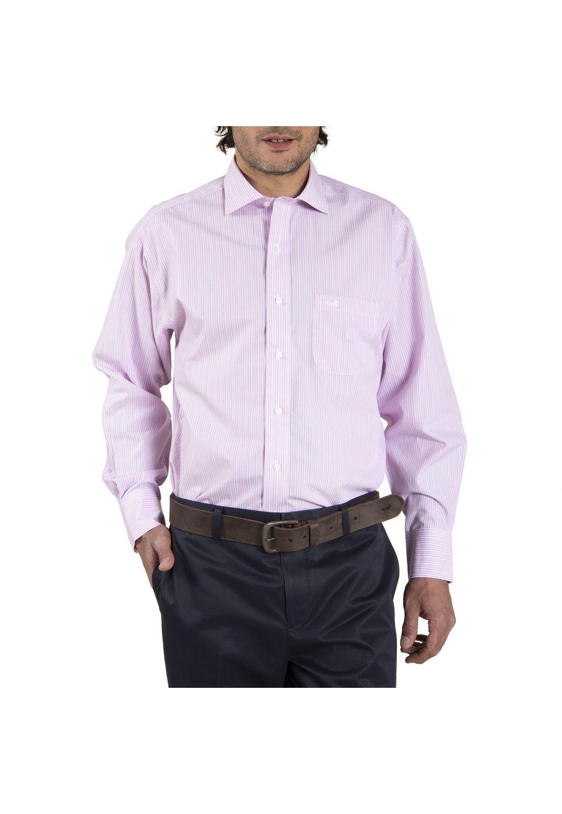 Camisa Algodón Libre de Arrugas Rosa Hombre Rockford-0