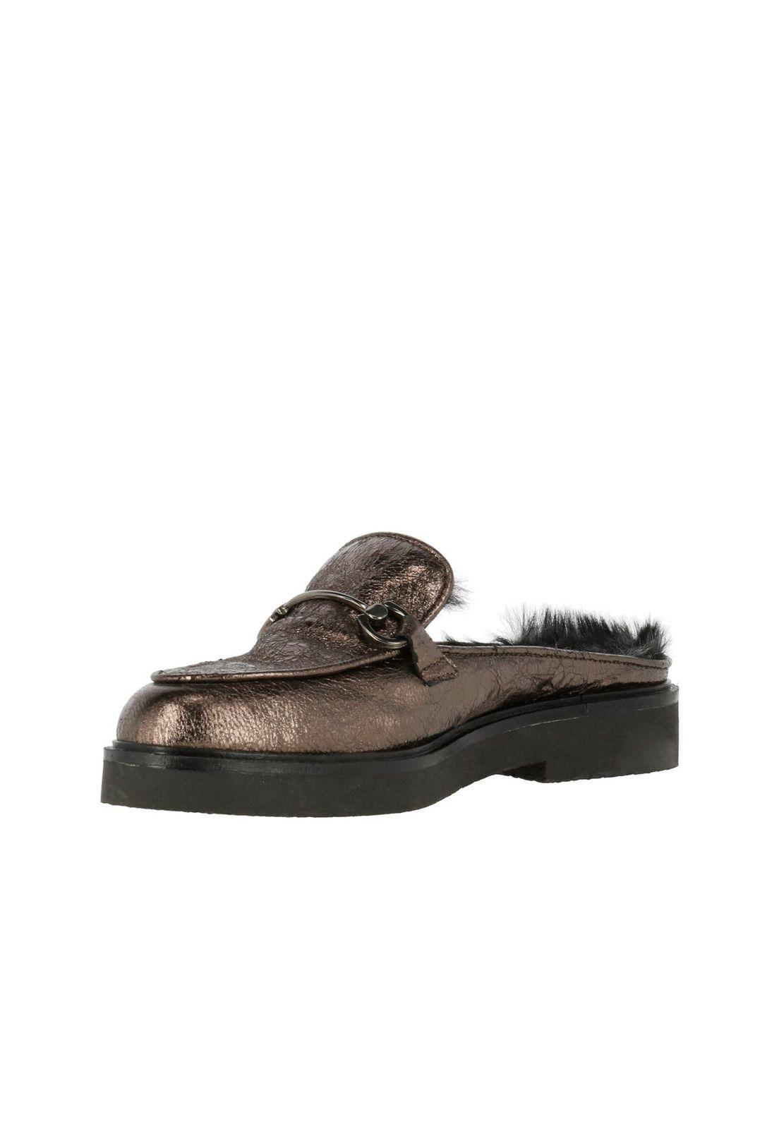 Sueco Cuero Mujer Ginger Plateado-1