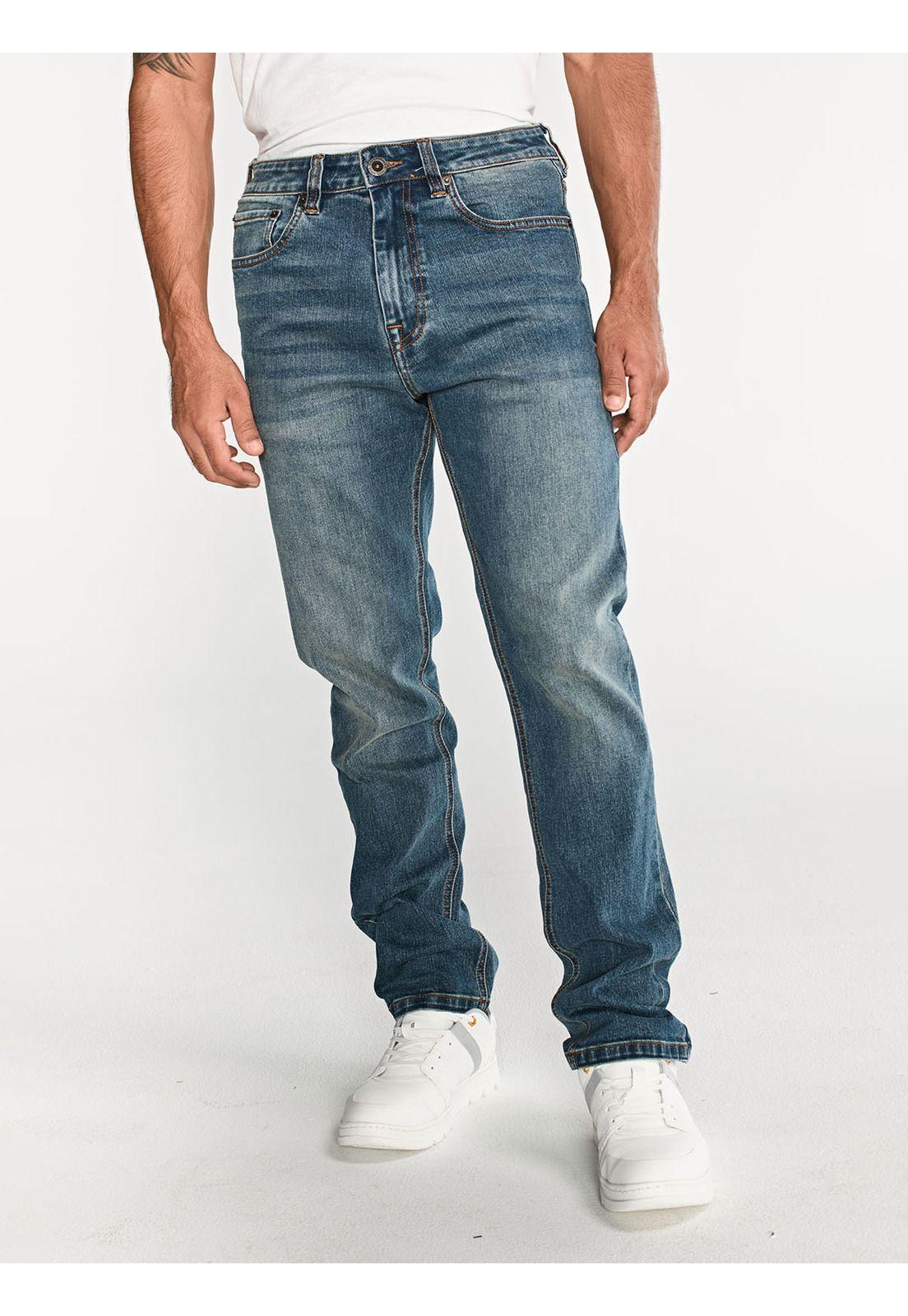 Jeans Rectos Eco Stretch Hombre Azul-1