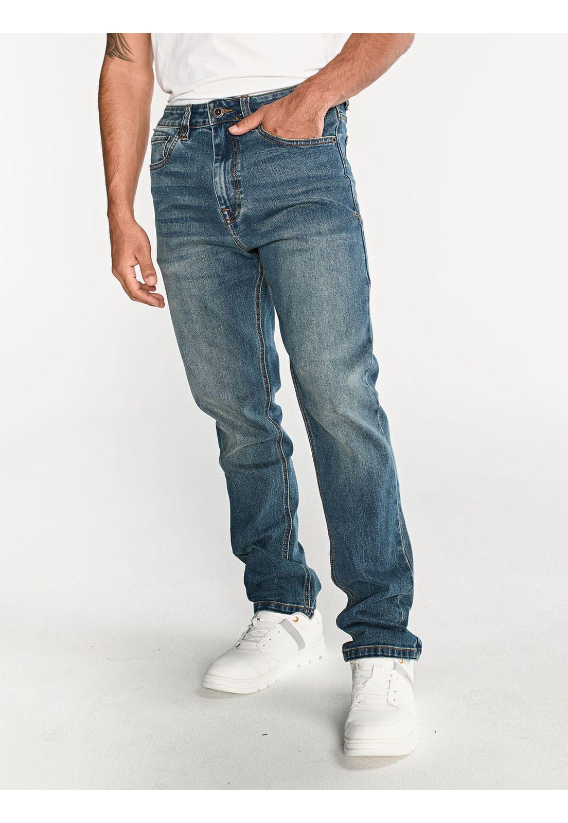 Jeans Rectos Eco Stretch Hombre Azul-3