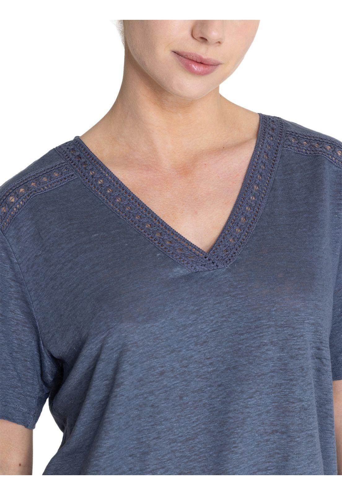 Polera Lino Orgánico Azul Remini Mujer -7