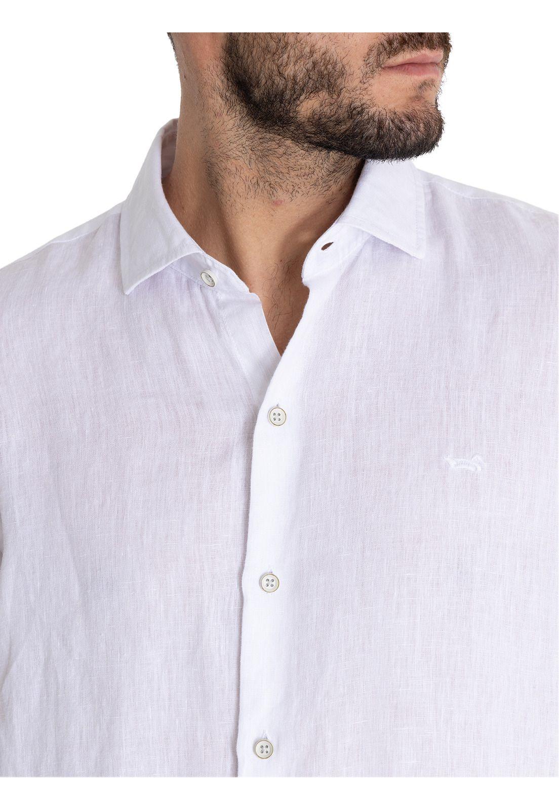 Camisa Lino Orgánico Blanco Linen Hombre -7