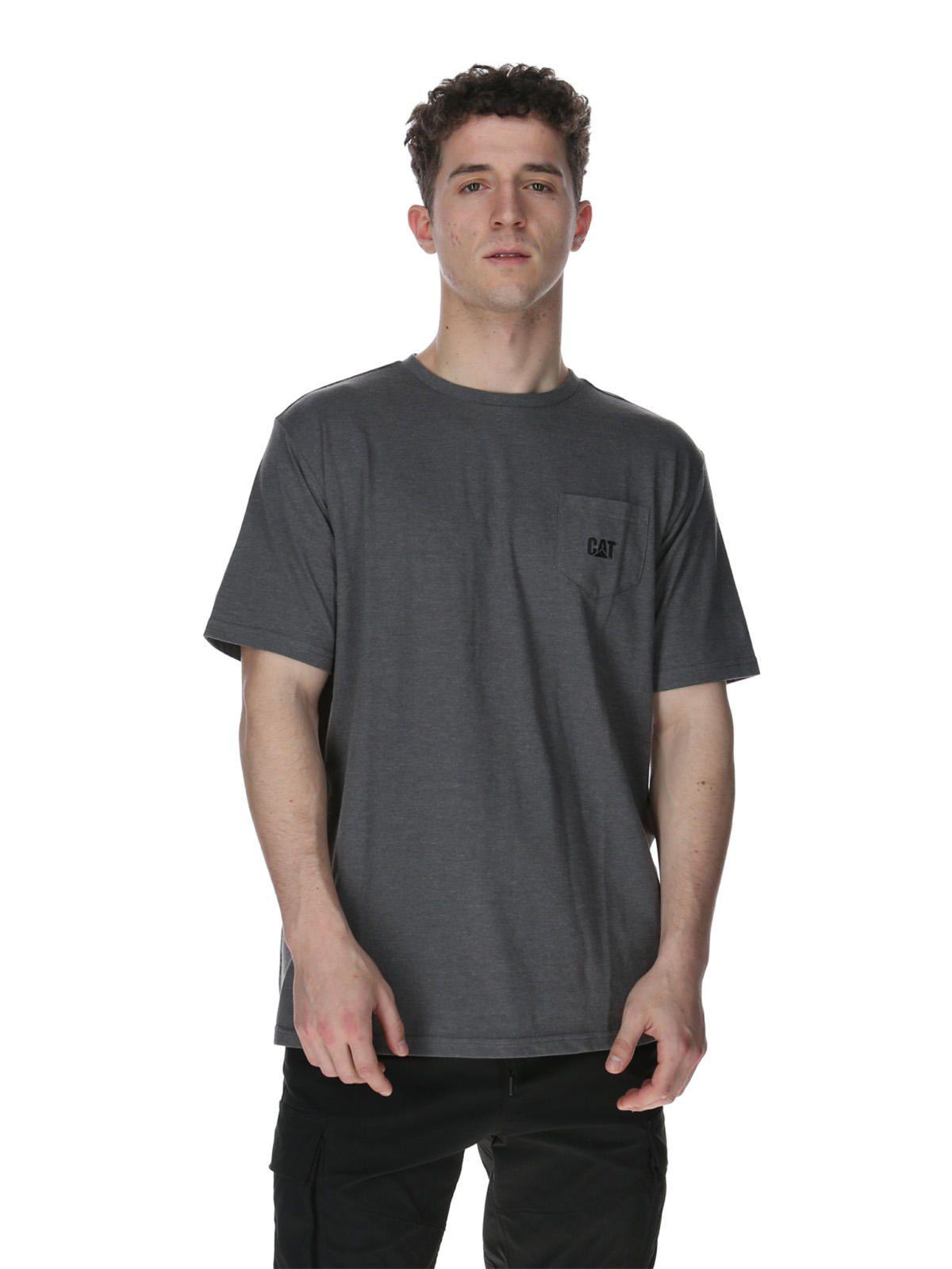 Polera Manga Corta Hombre Cat Logo Pocket Tee Gris-0