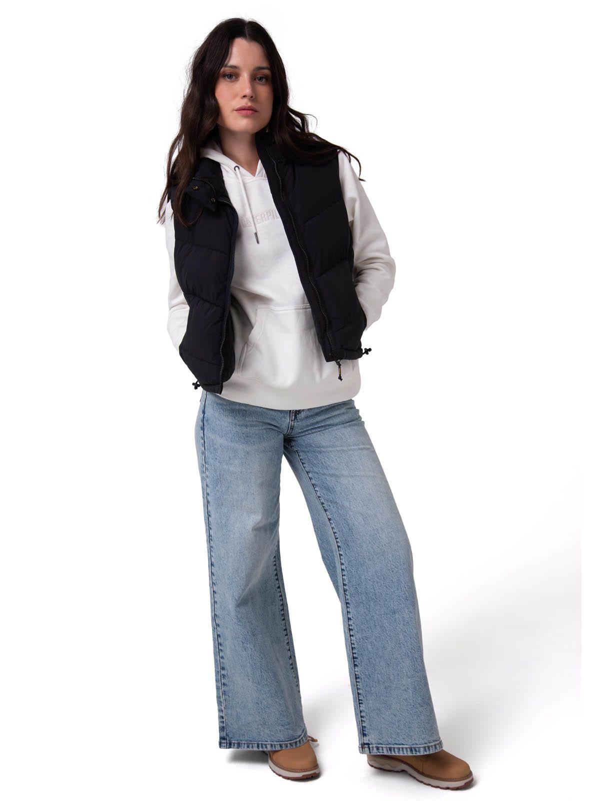 Chaqueta Vest Mujer Cropped Puffer Vest Negro-4