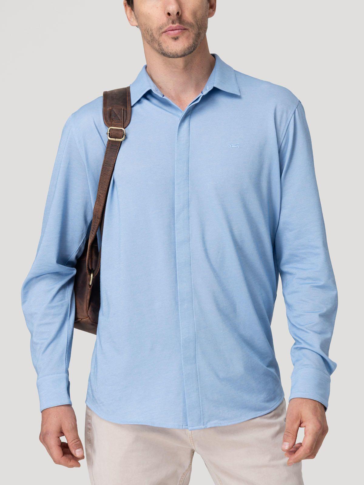 Camisa Algodón Pima Hombre Horizon Celeste-4