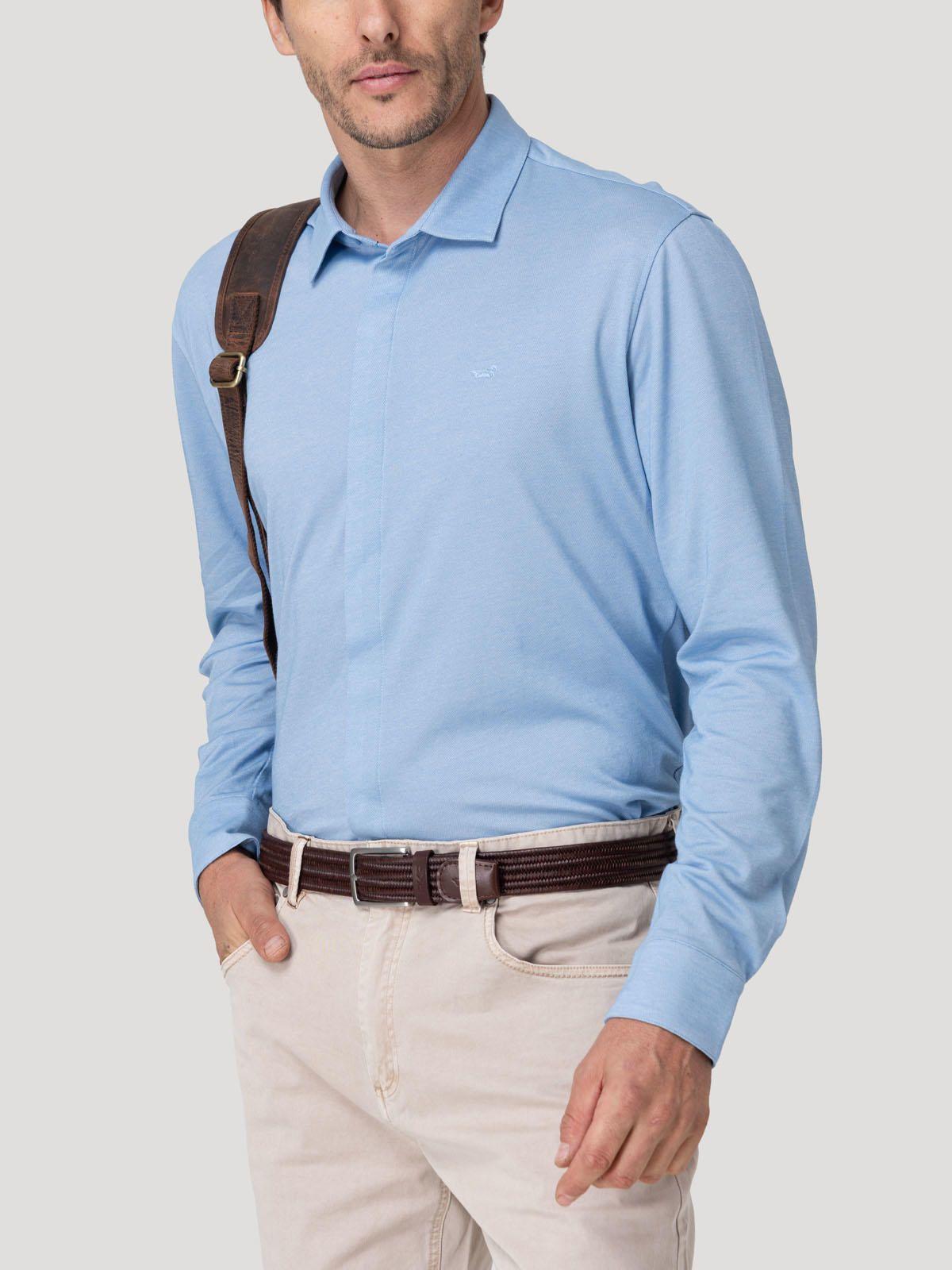 Camisa Algodón Pima Hombre Horizon Celeste-5