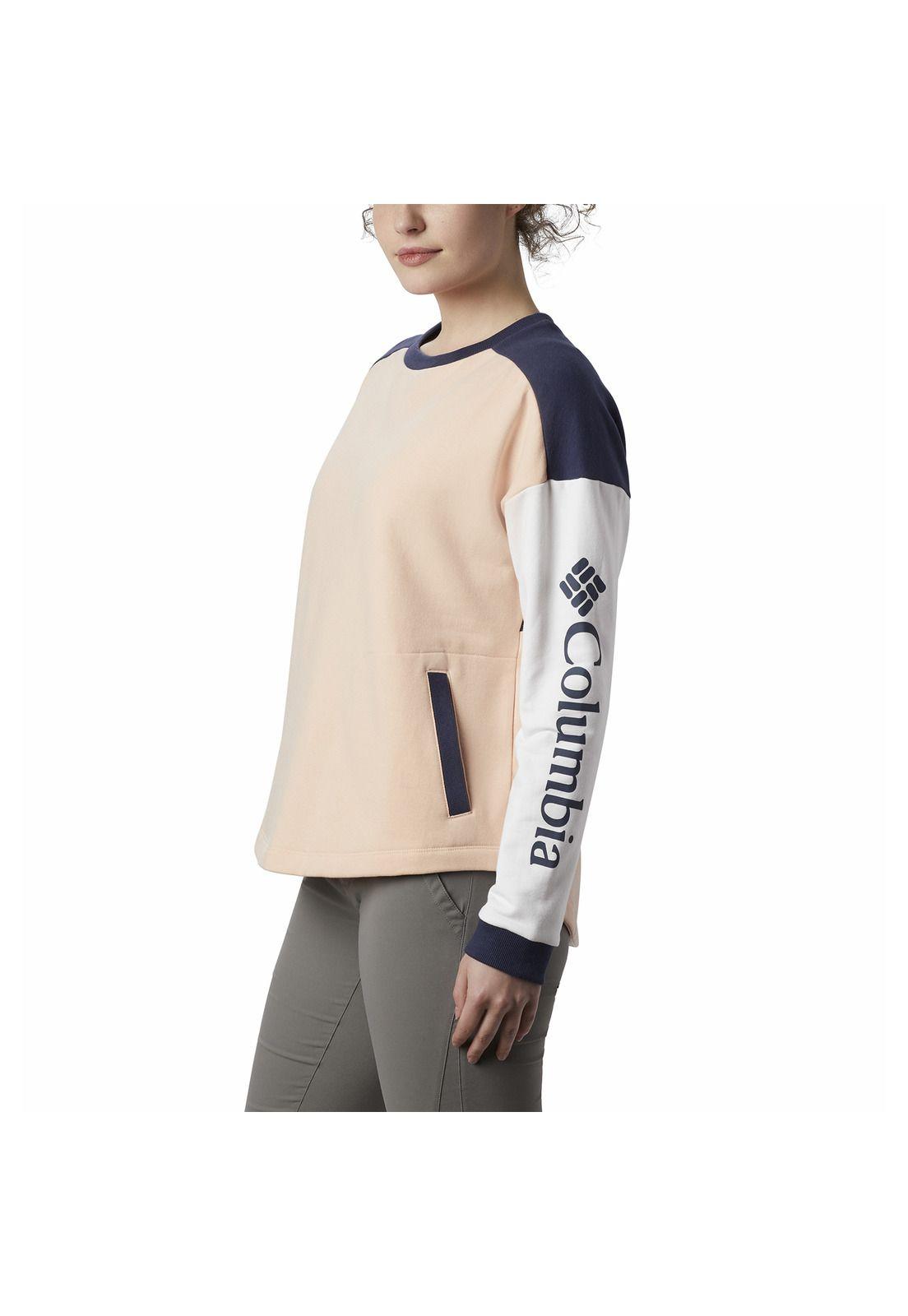 Poleron Mujer Lodge Ii Crew Crema-3