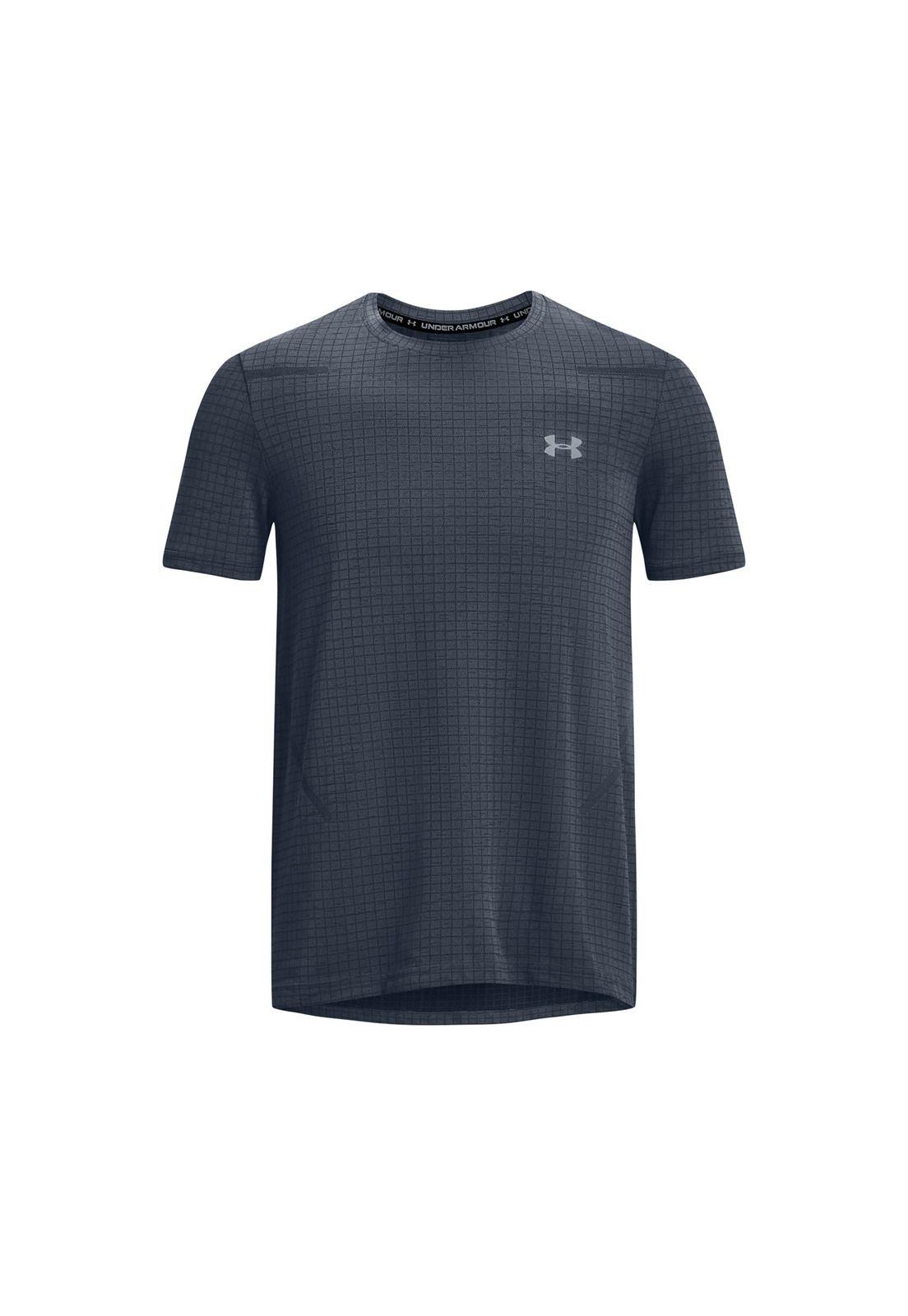 Polera M/C Training Seamless Grid Gris Hombre-0