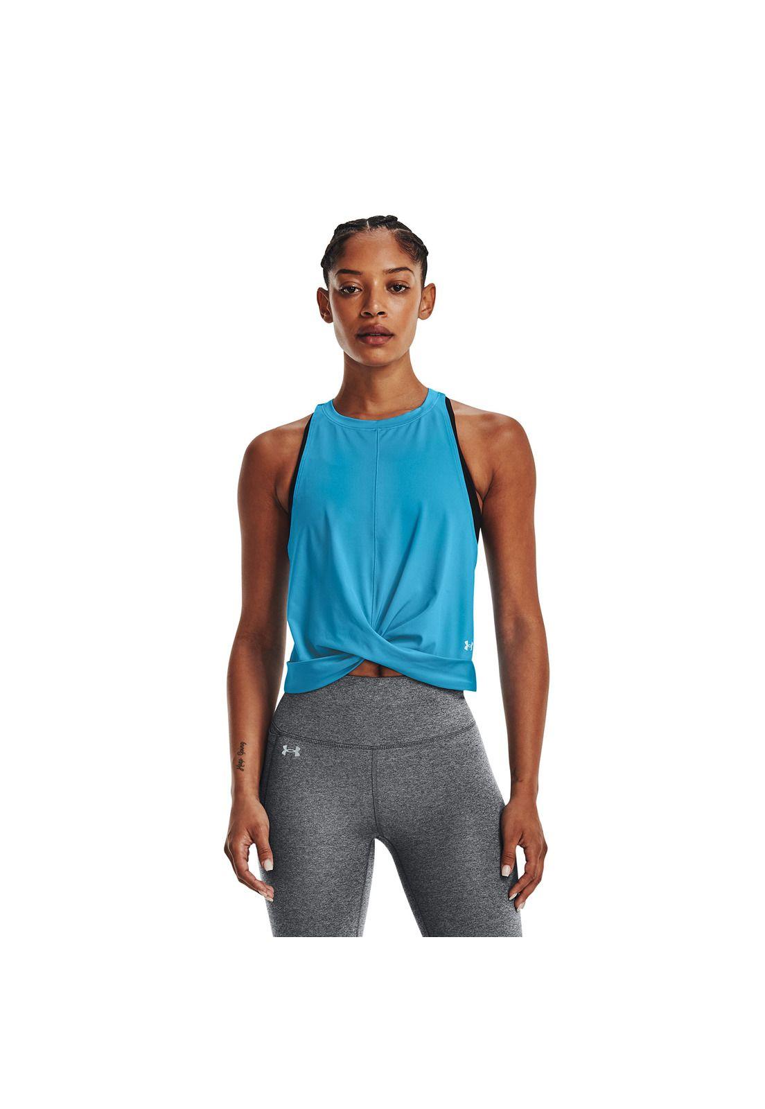 Polera S/M Mujer Armour Tank Twist Azul-2