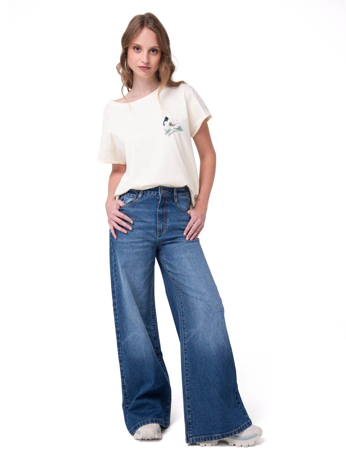 Jeans Wide Leg Mujer Denim Azul-5