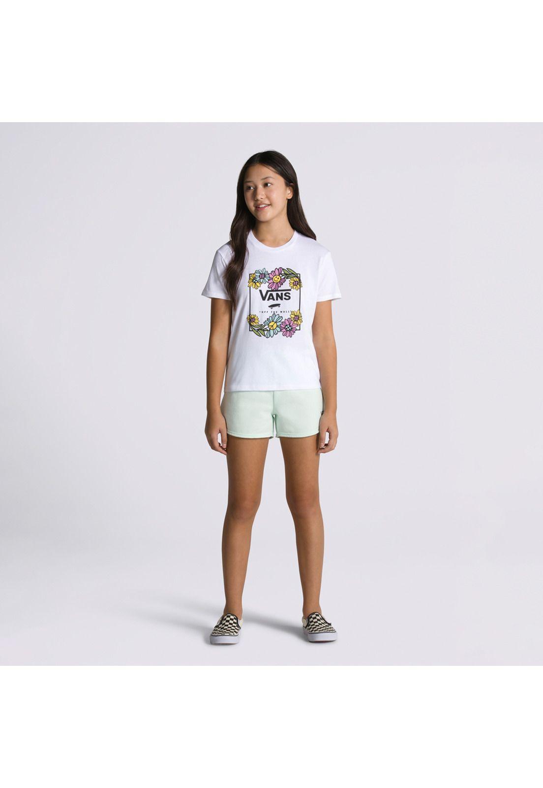 Polera M/C Elevated Floral Crew Blanco Niño-3