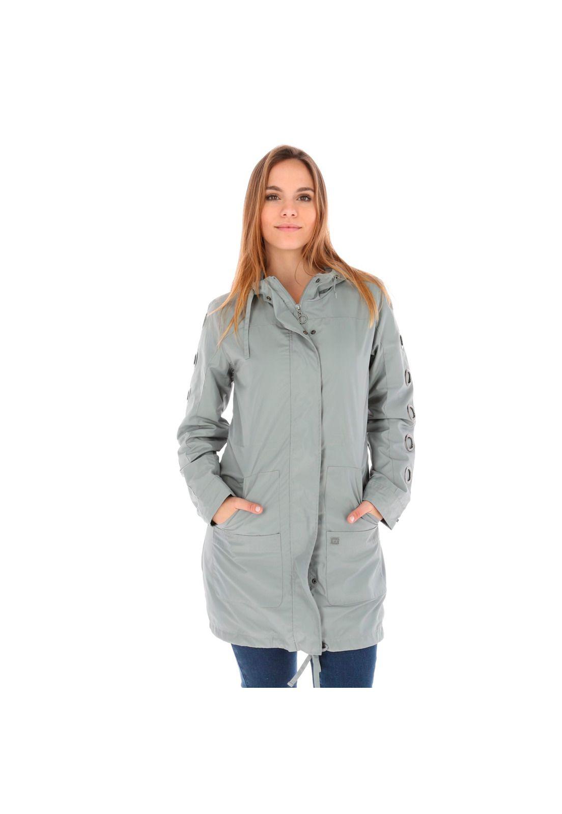 CHAQUETA MUJER GROMMET SLEEVE FLEEC GRIS-1