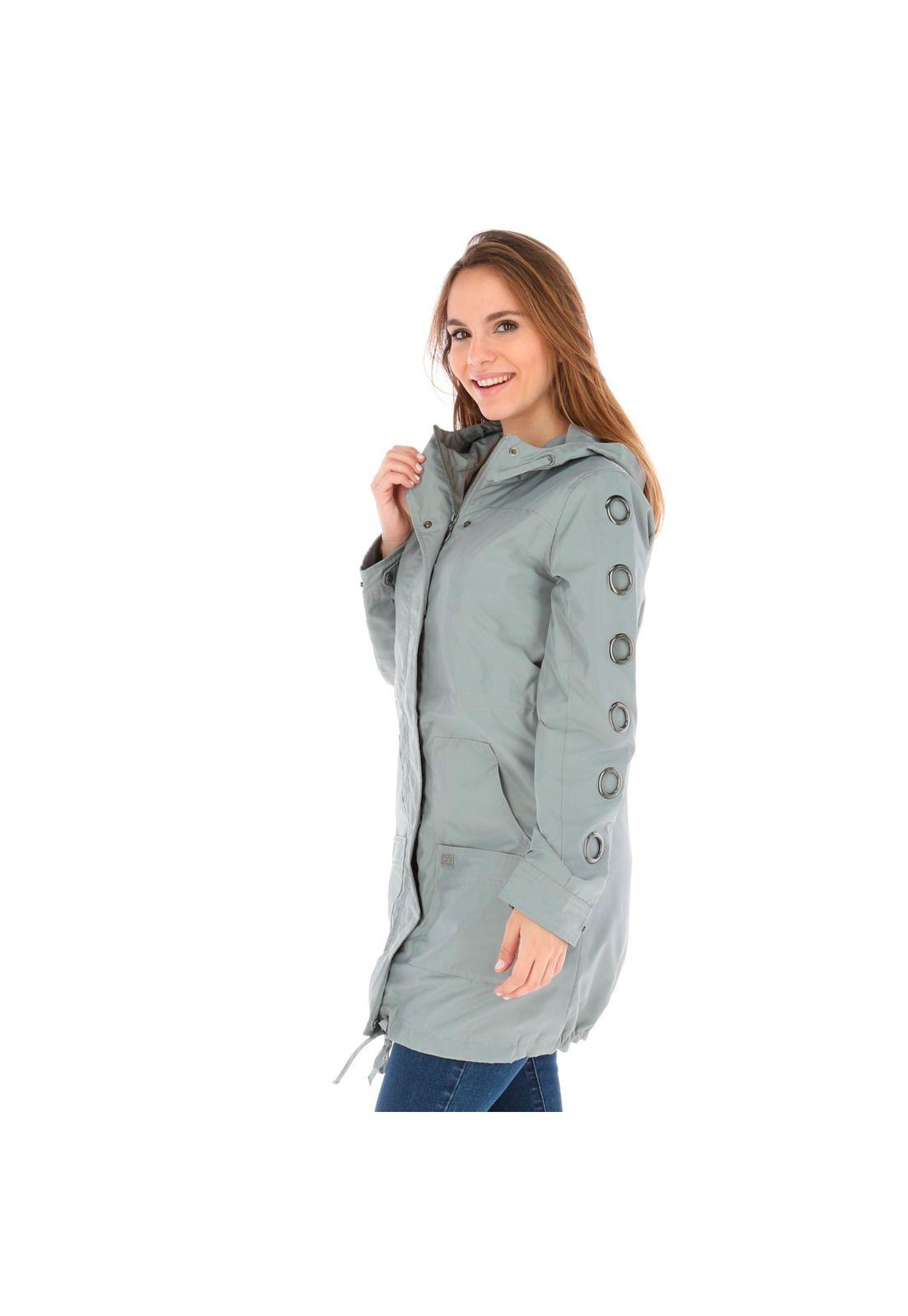 CHAQUETA MUJER GROMMET SLEEVE FLEEC GRIS-3