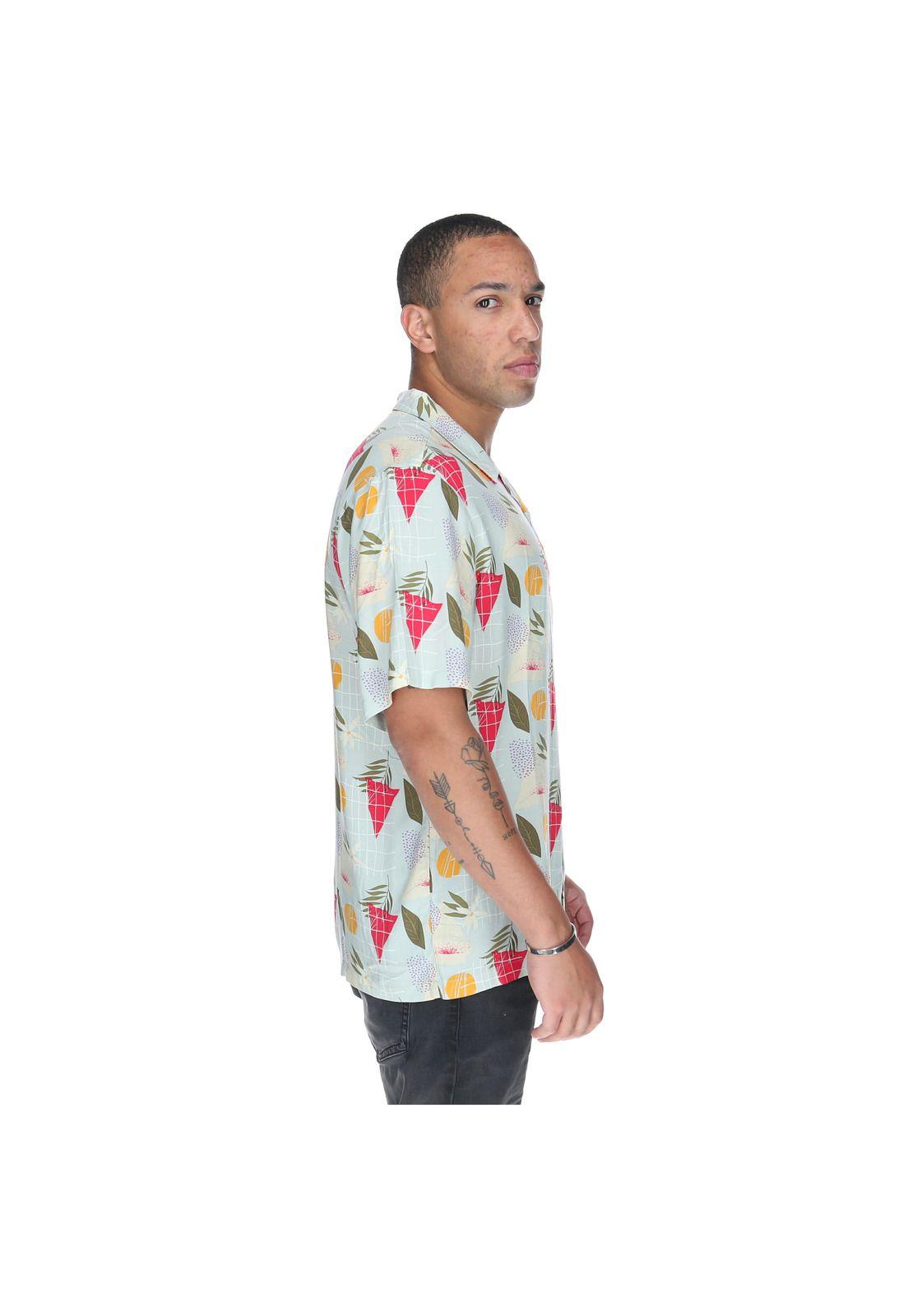 Camisa M/C Hombre Tropical Geometry Azul-4