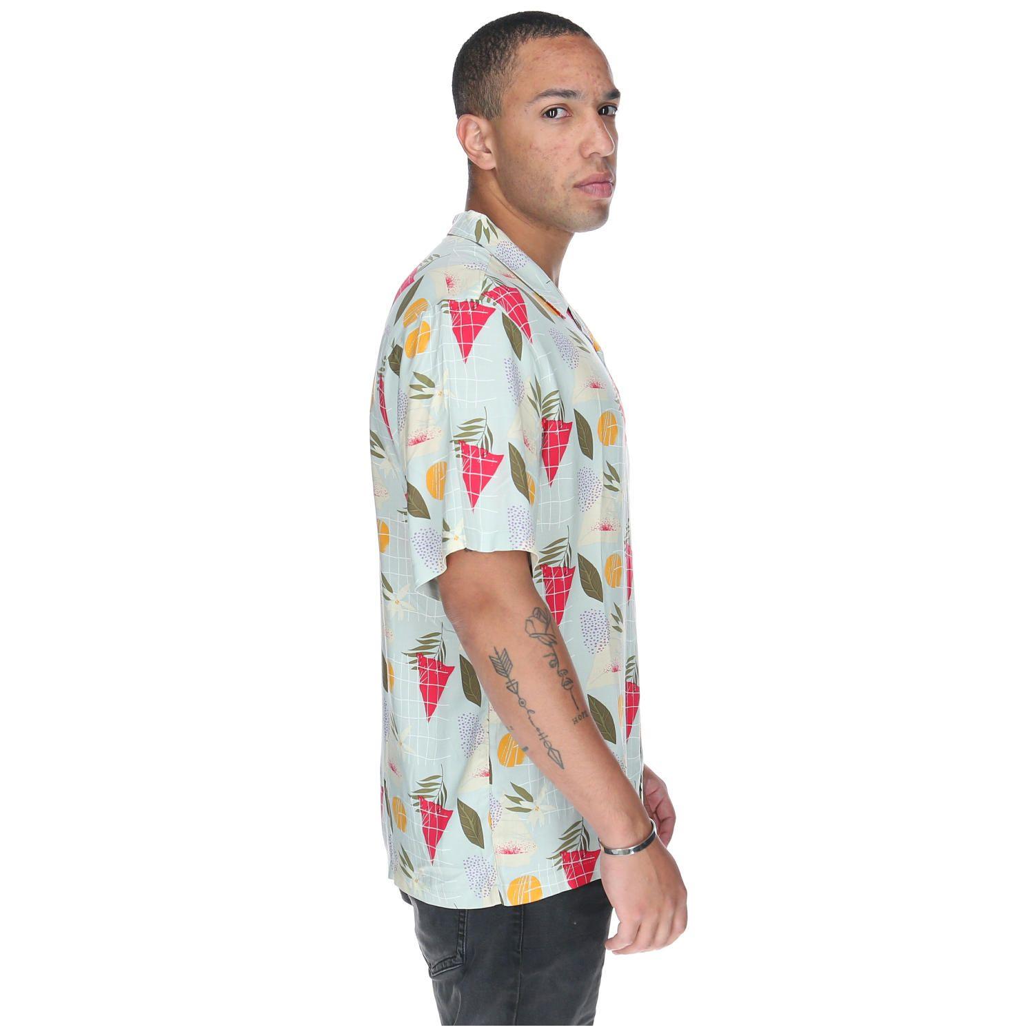 Camisa M/C Hombre Tropical Geometry Azul-4