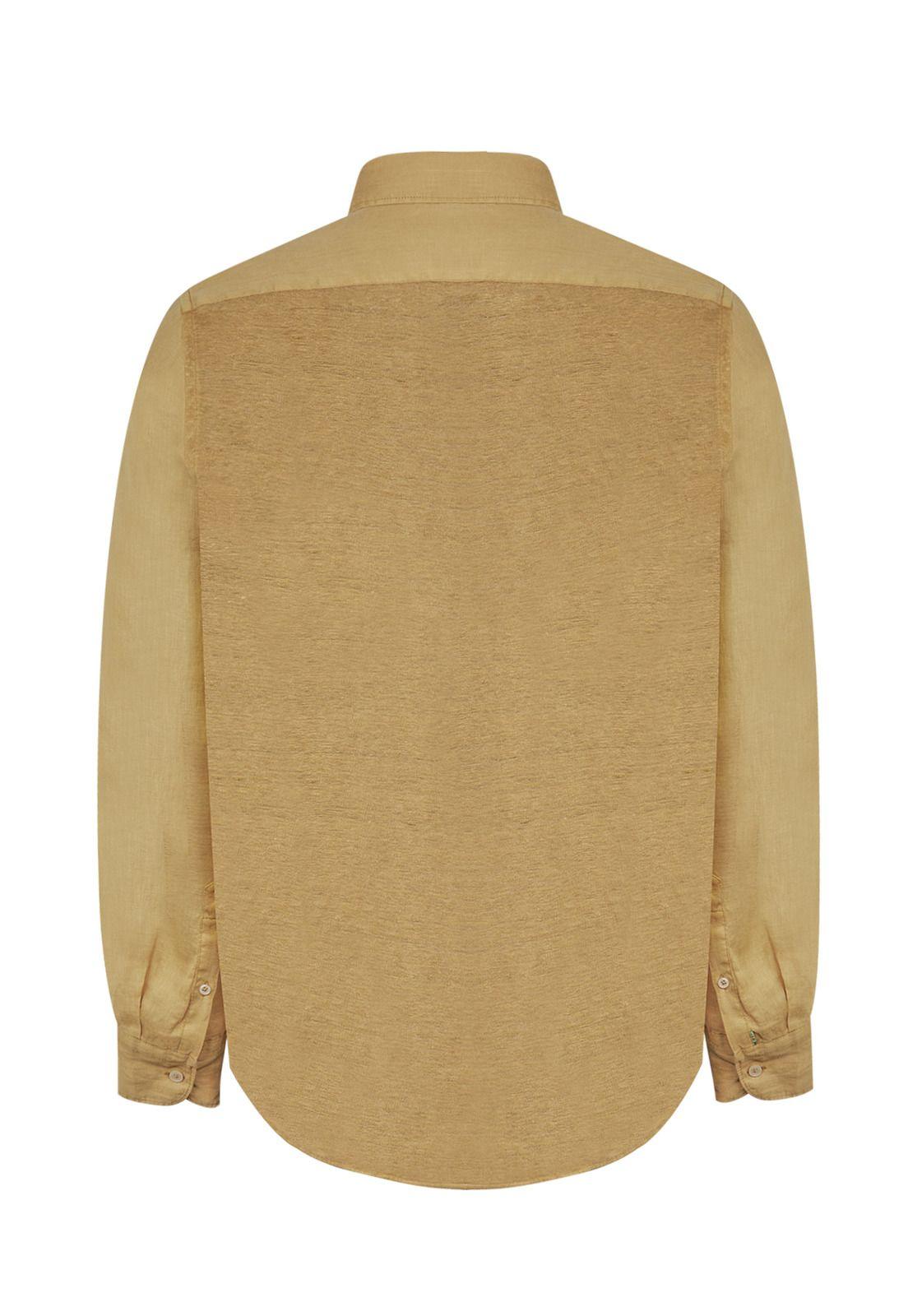 Camisa Lino Orgánico Café Linenpro Hombre -1