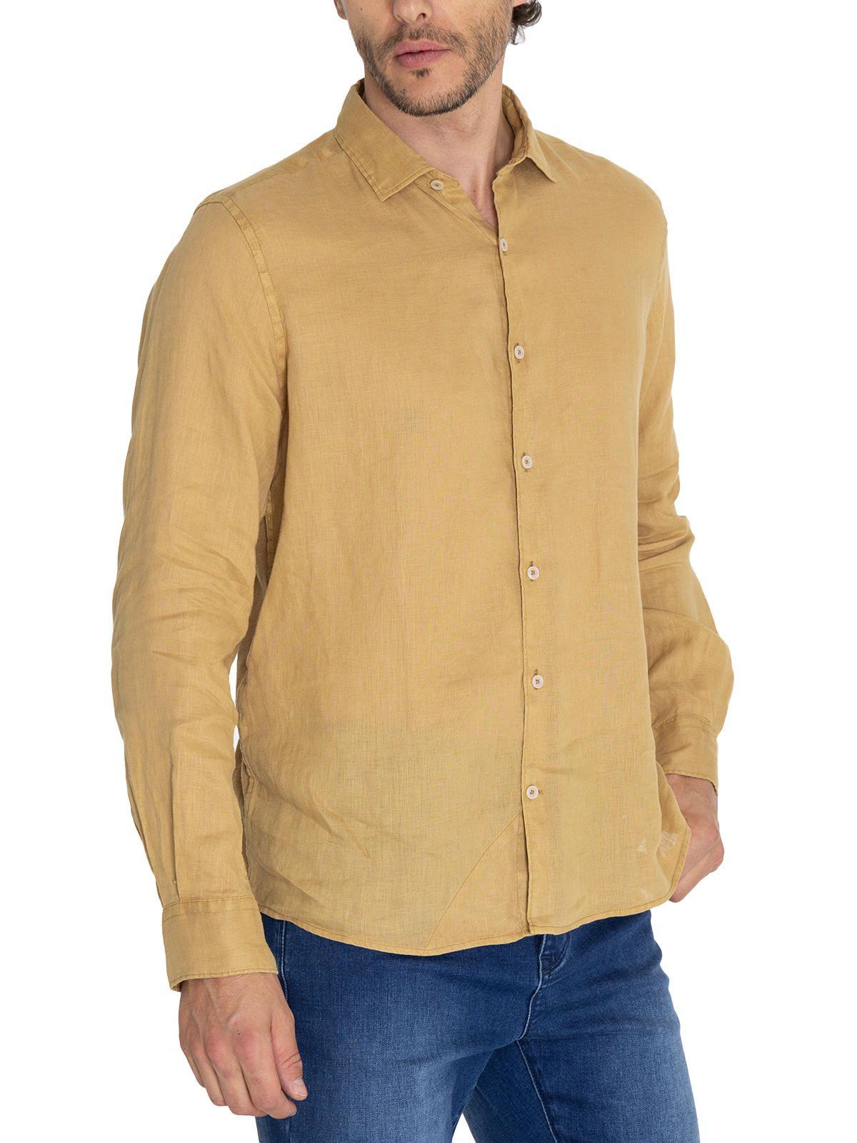 Camisa Lino Orgánico Café Linenpro Hombre -5