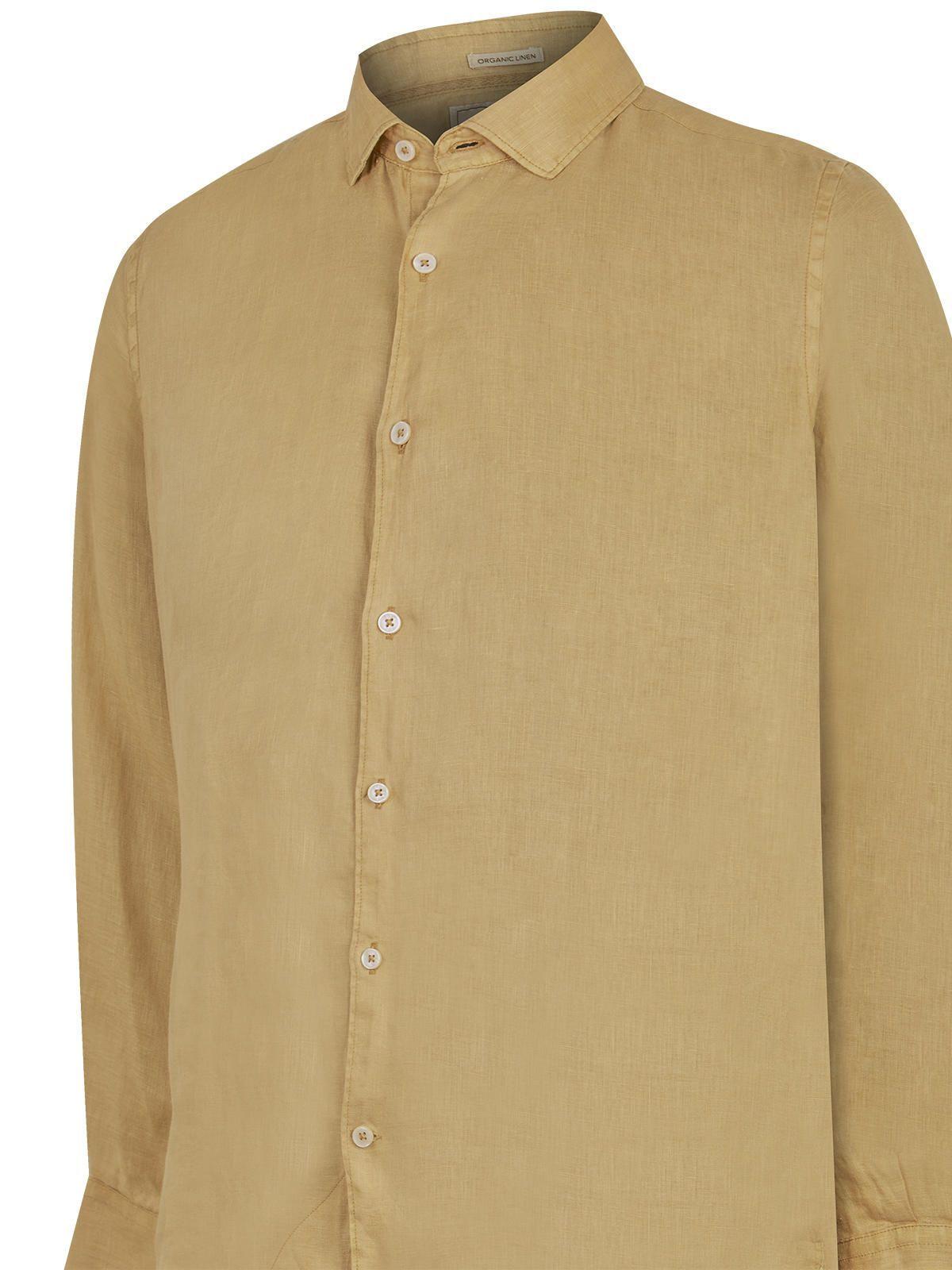 Camisa Lino Orgánico Café Linenpro Hombre -3