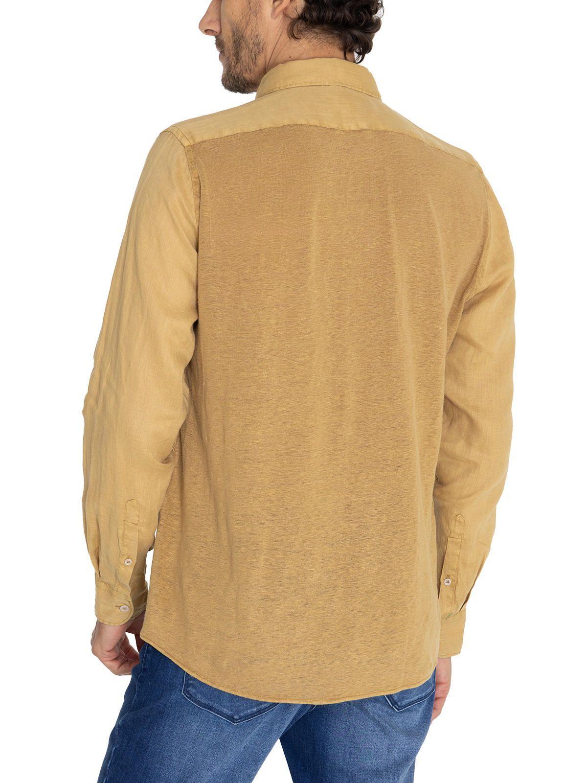 Camisa Lino Orgánico Café Linenpro Hombre -6