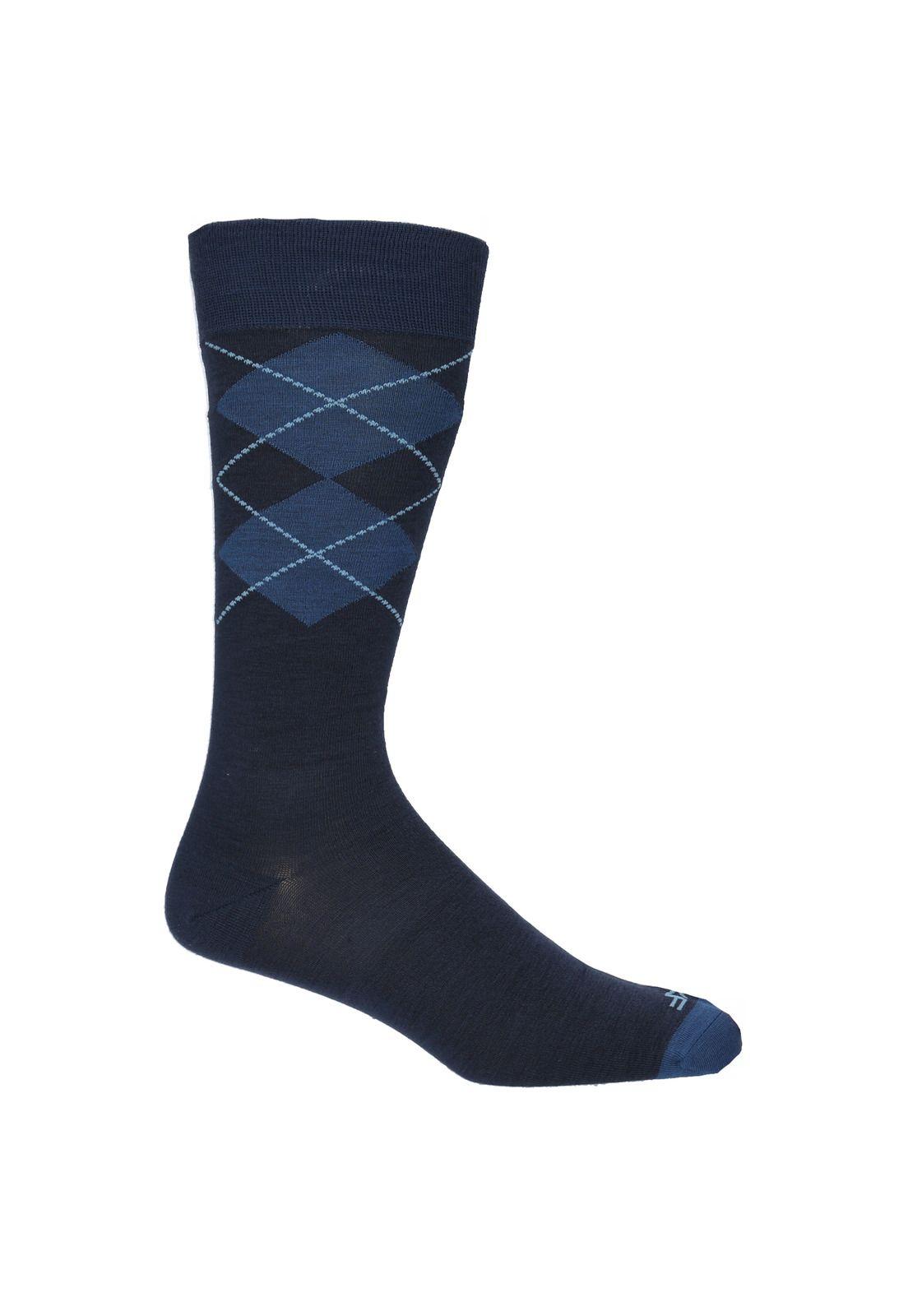 Calcetín Bambú Hombre Lg Argyle Azul-0