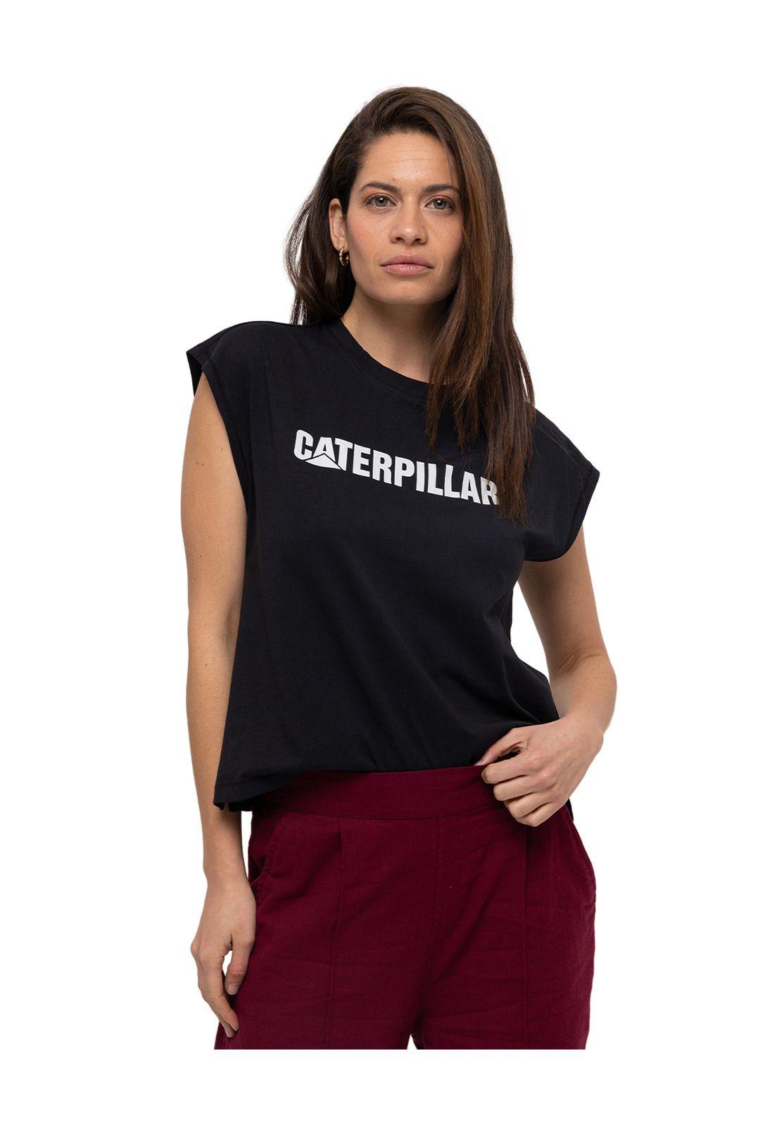 Polera manga corta Caterpillar Logo Tee Negro Mujer-0